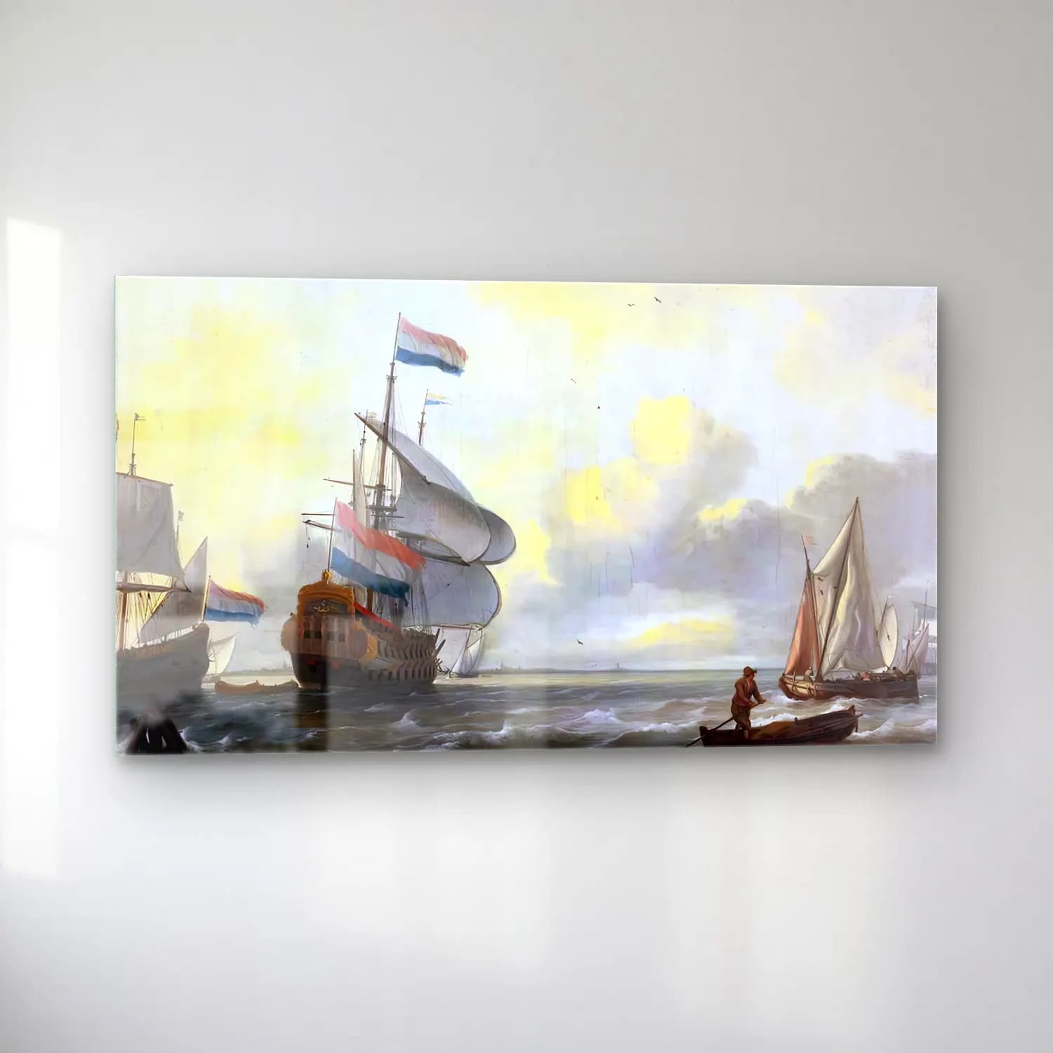 Ludolf Backhuysen – Ships in a Stiff Breeze cam tablo — sol açıdan görünüm