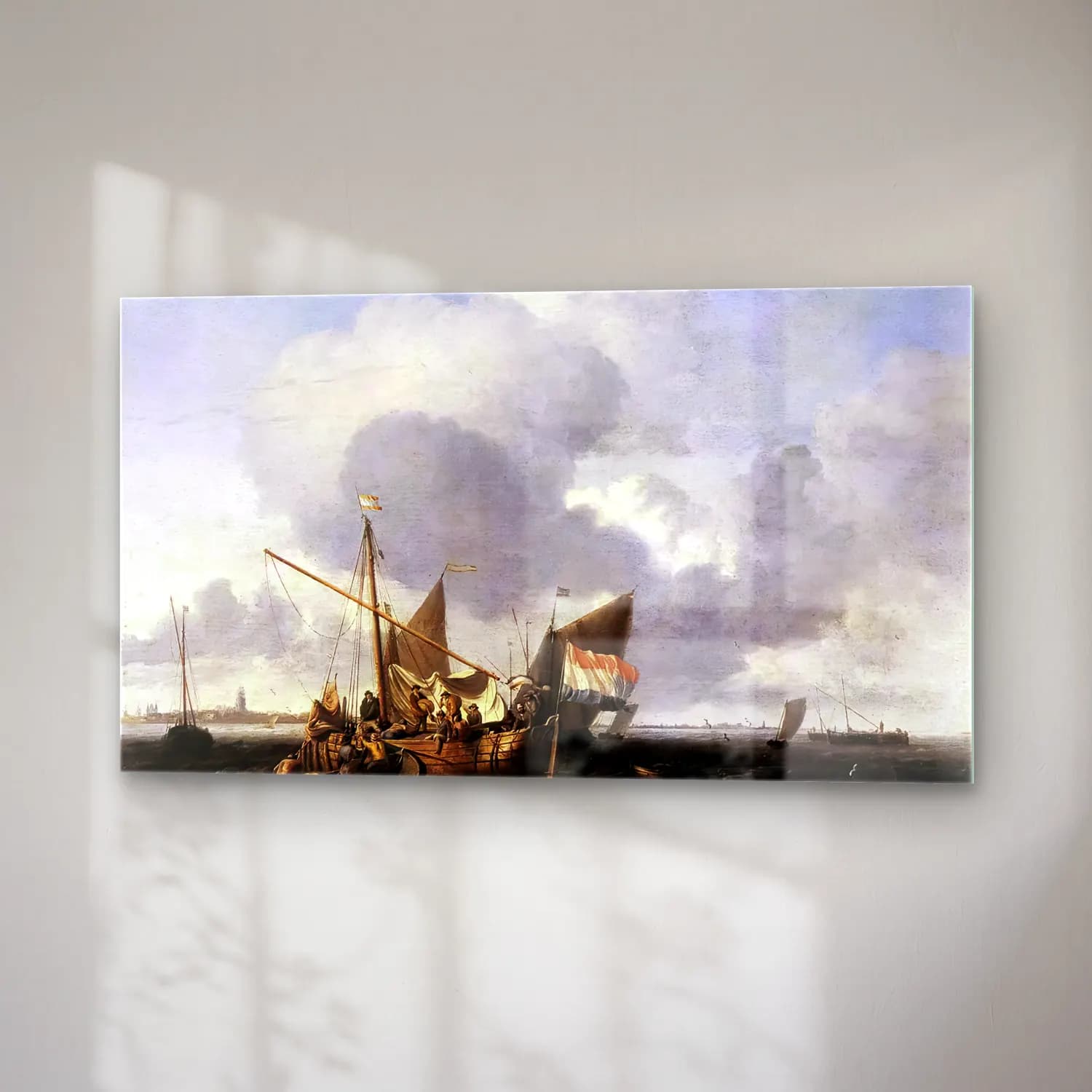Ludolf Backhuysen – Ships on the Zuiderzee before the Fort of Naarden cam tablo — sağ açıdan görünüm
