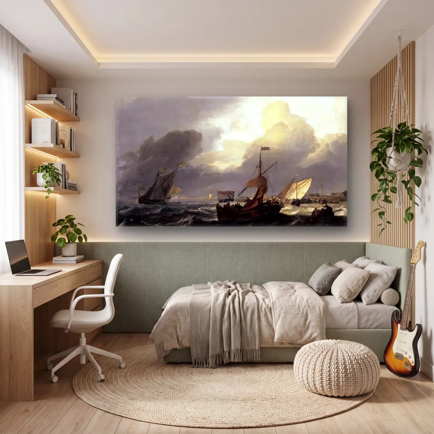 Ludolf Backhuysen – Small Dutch Vessels cam tablo — genç odasında