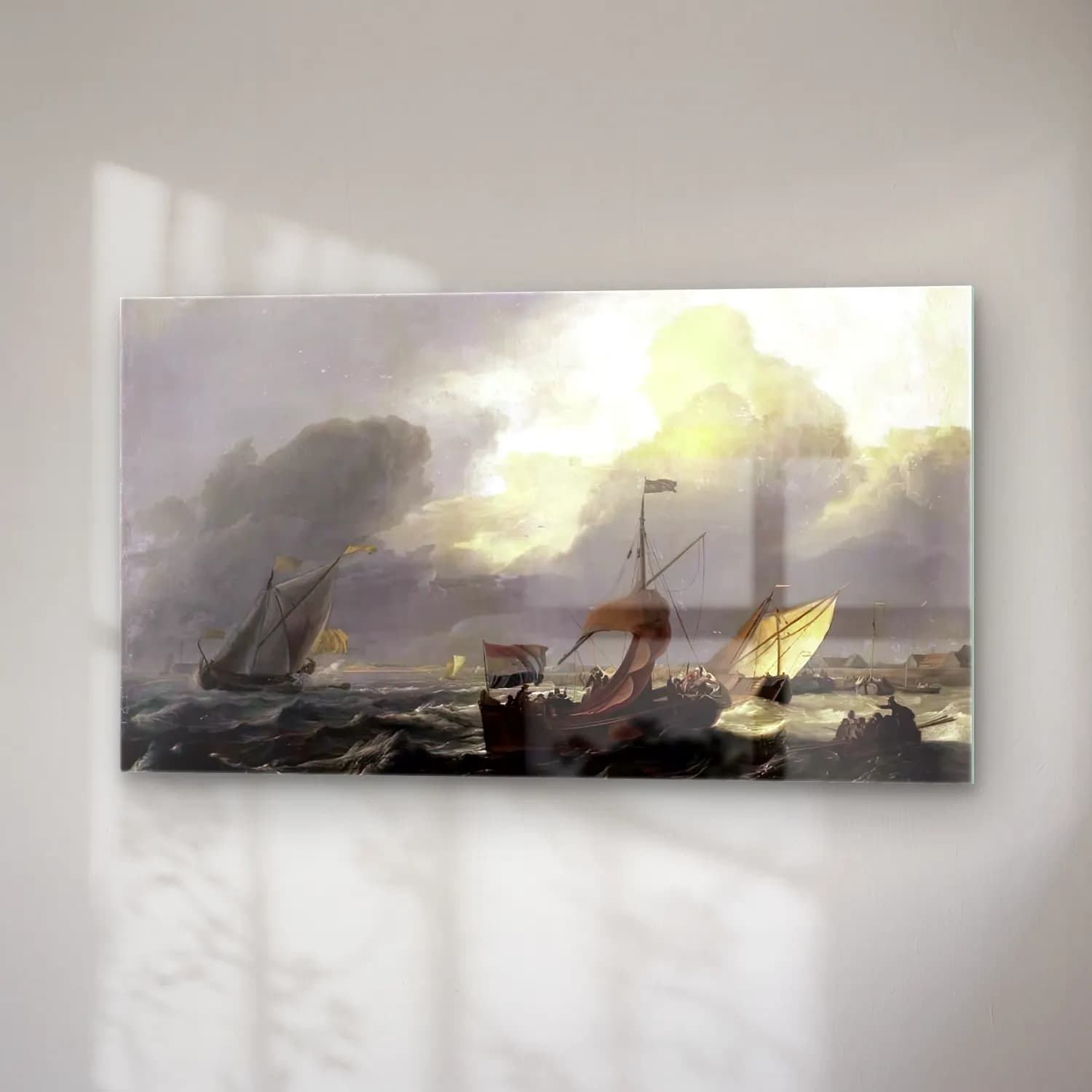 Ludolf Backhuysen – Small Dutch Vessels cam tablo — sağ açıdan görünüm