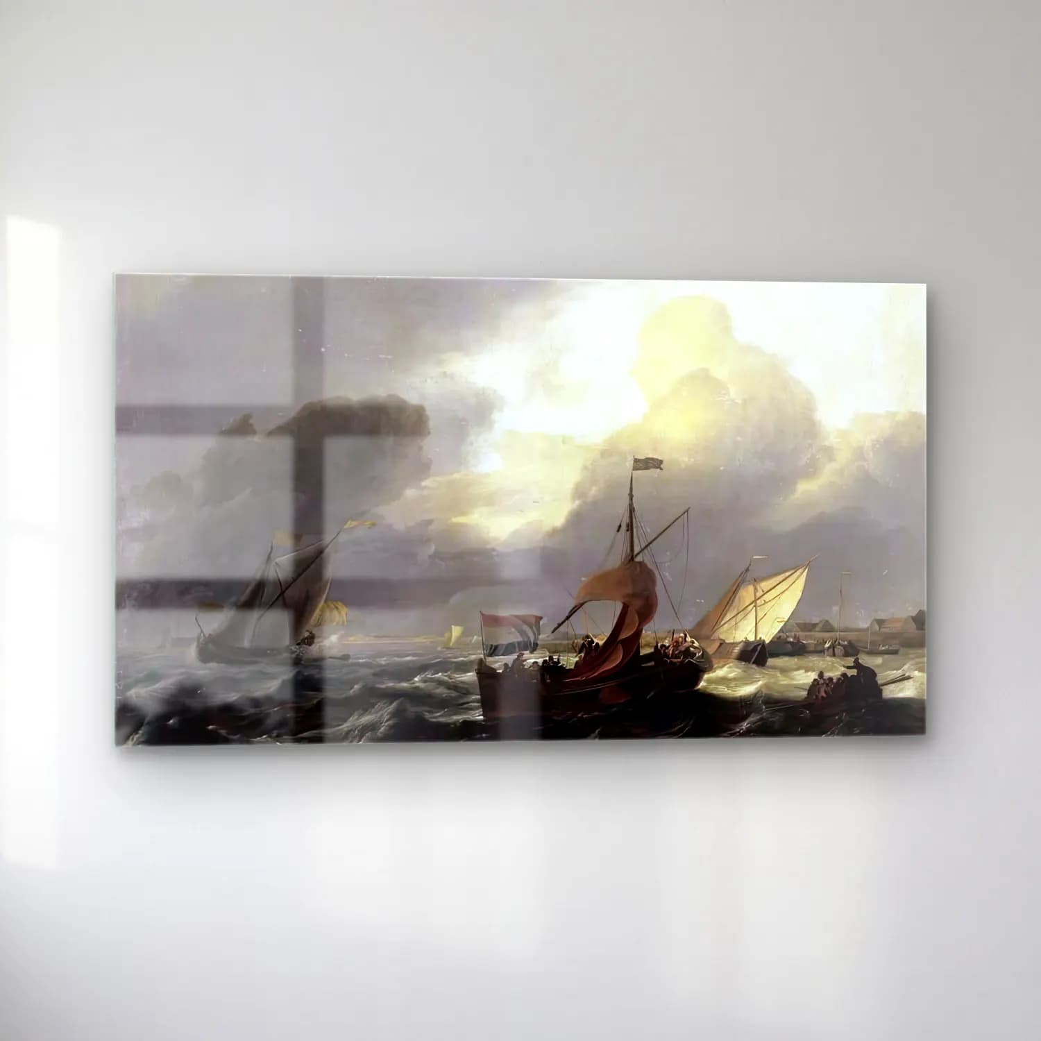 Ludolf Backhuysen – Small Dutch Vessels cam tablo — sol açıdan görünüm