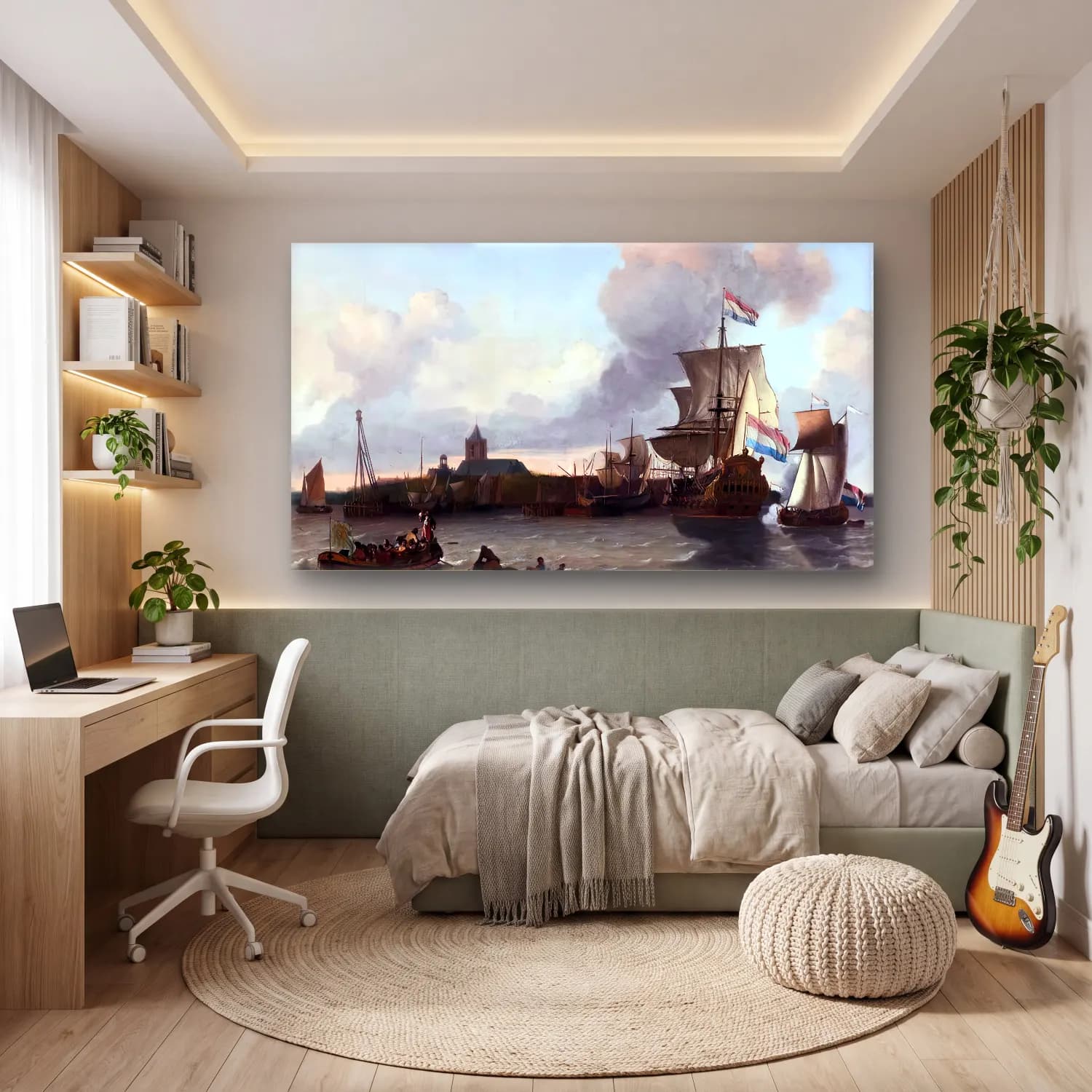Ludolf Backhuysen – View from the Nieuwe Maas River towards the City of… cam tablo — genç odasında