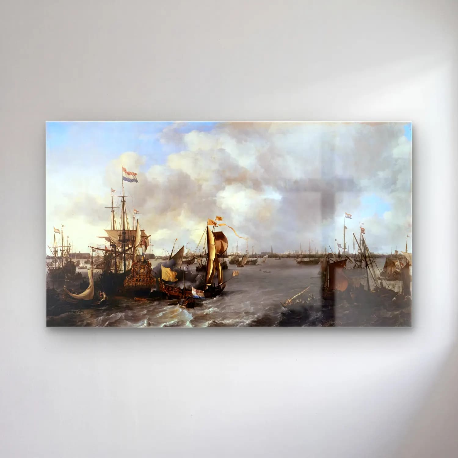 Ludolf Backhuysen – View of Amsterdam with Ships on the Ij cam tablo — Ludolf Backhuysen – View of Amsterdam with Ships on the Ij — yağlı boya liman ve tekneler