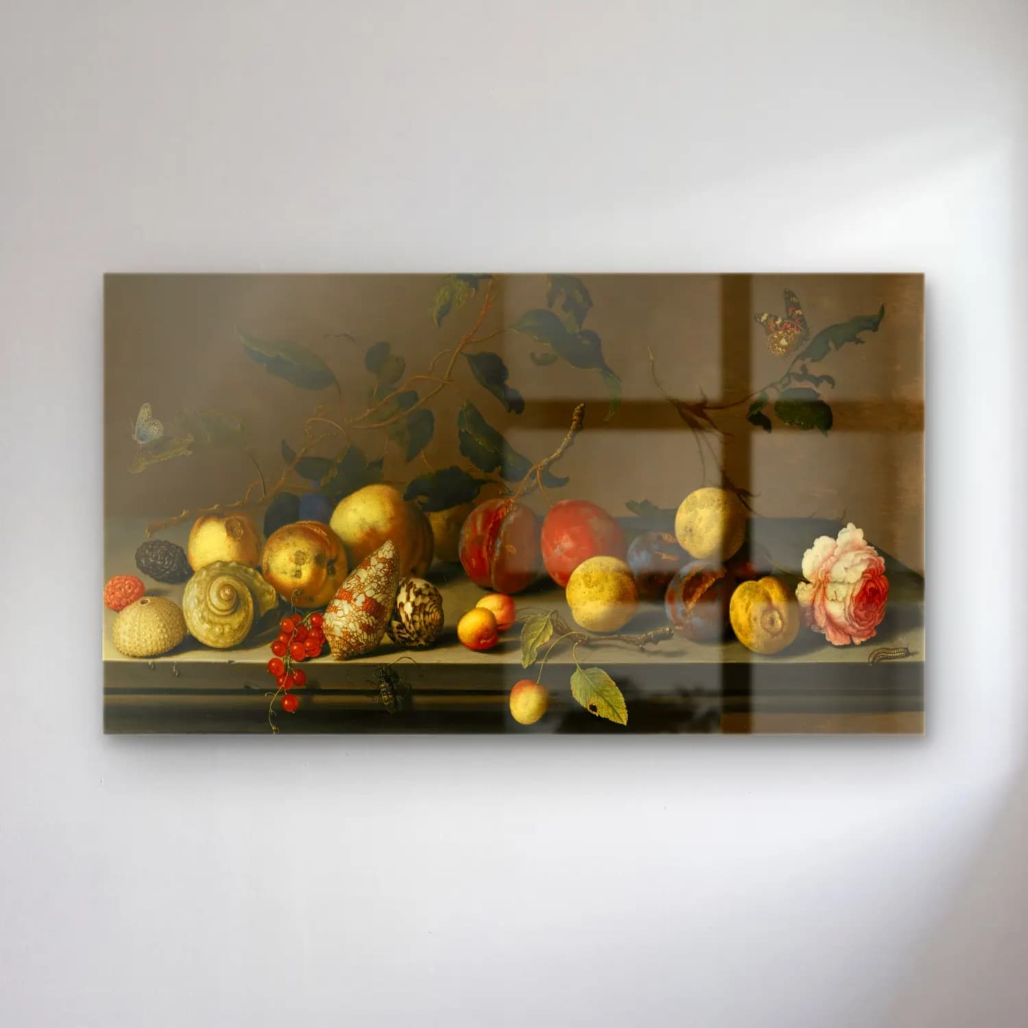 Balthasar van der Ast – A Still Life Of Fruit And Shells With A Rose And Various… cam tablo — Balthasar van der Ast – A Still Life Of Fruit And Shells With A Rose And Various… — yağlı boya meyveli natürmort