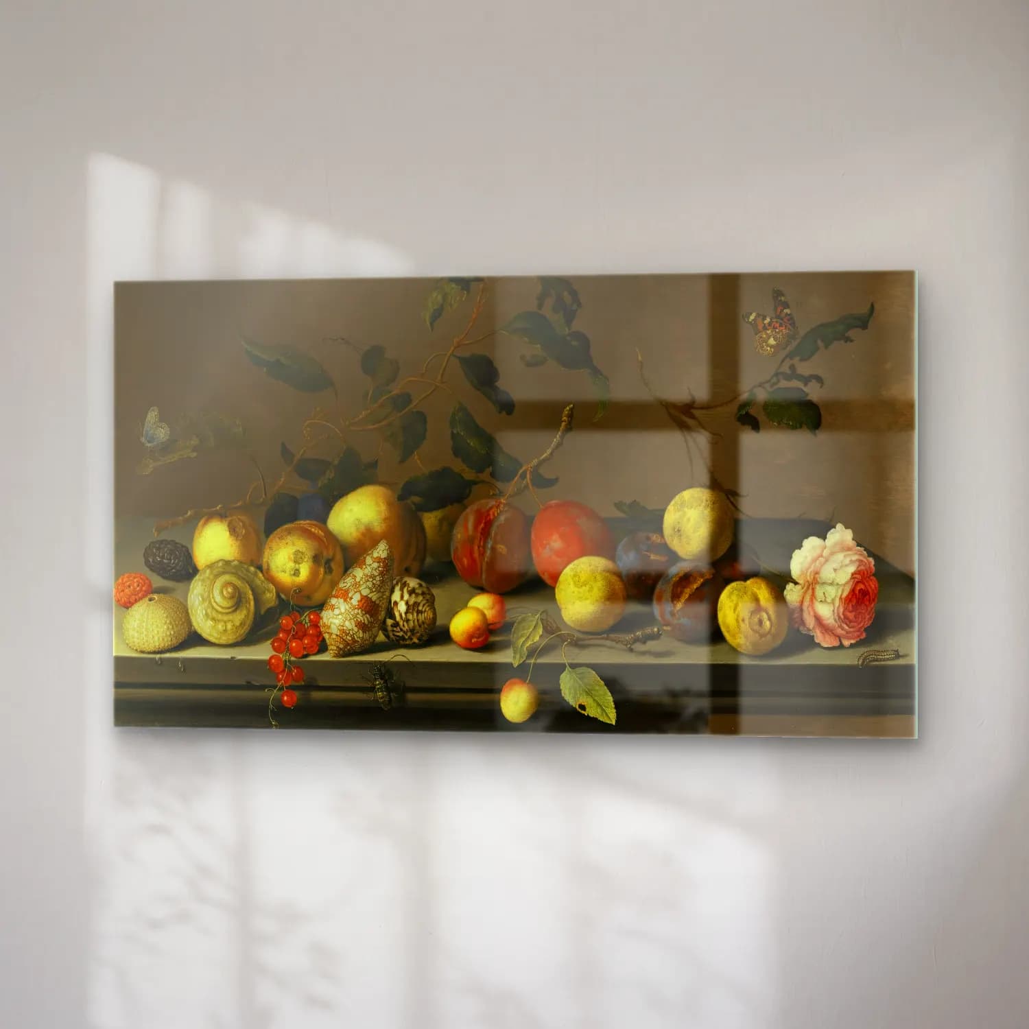 Balthasar van der Ast – A Still Life Of Fruit And Shells With A Rose And Various… cam tablo — sağ açıdan görünüm