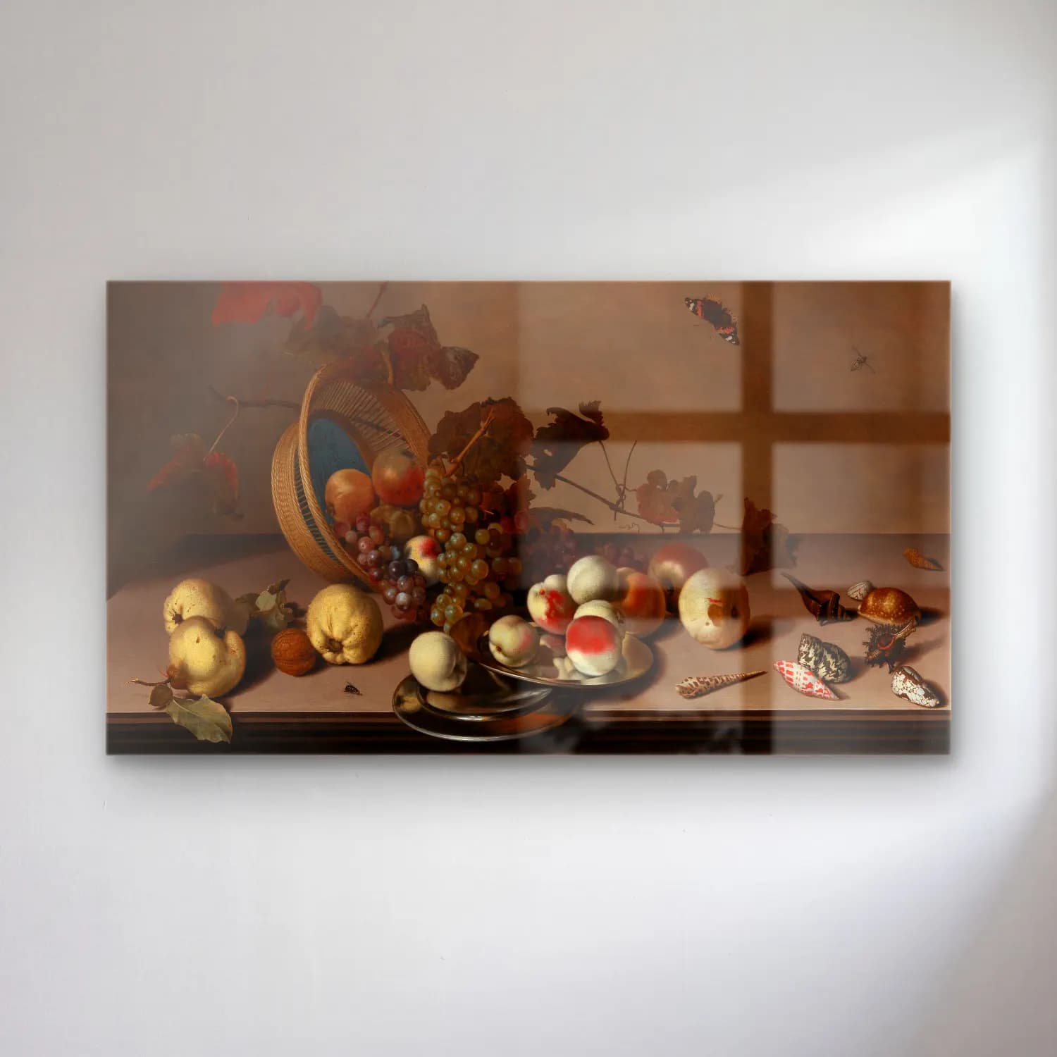 Balthasar van der Ast – A fruit still life with a wicker basket, shells and a… cam tablo — Balthasar van der Ast – A fruit still life with a wicker basket, shells and a… — yağlı boya meyveli natürmort