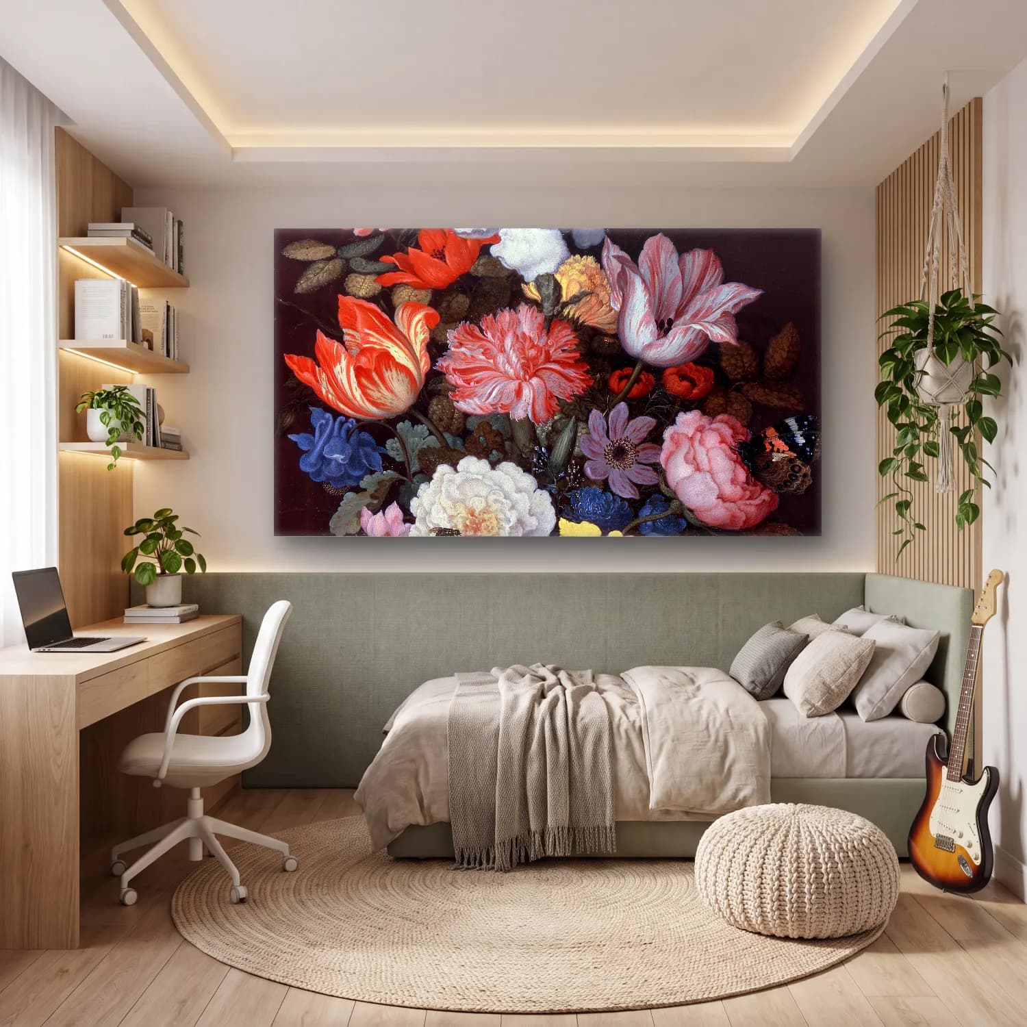 Balthasar van der Ast – Basket of Flowers cam tablo — genç odasında