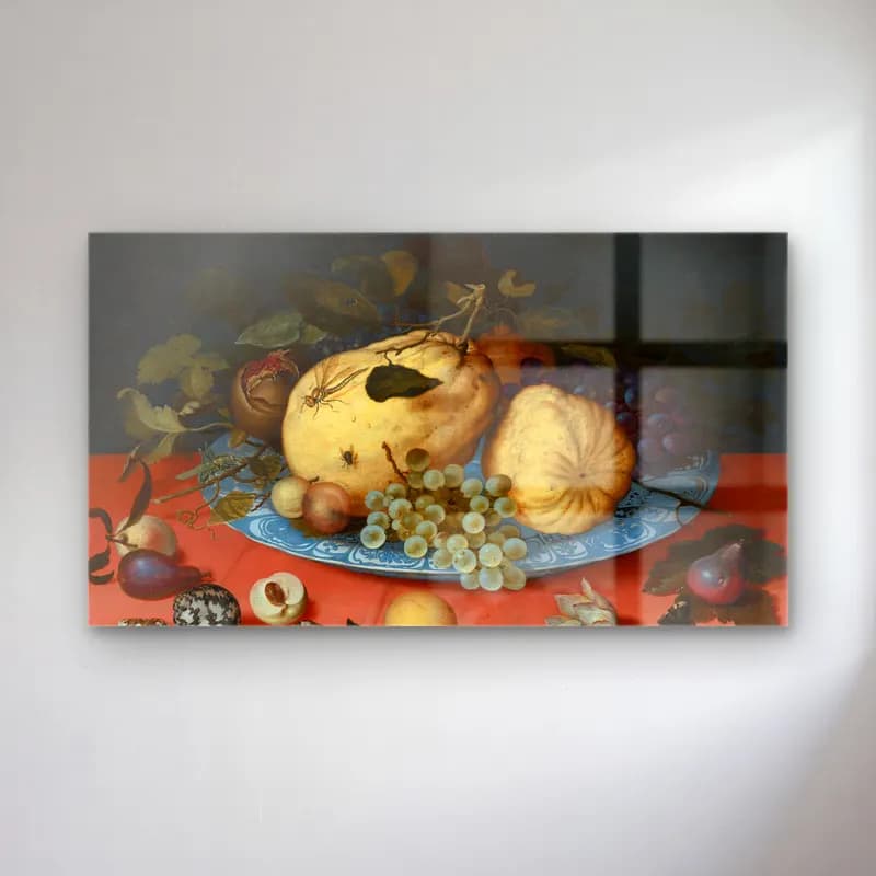 Balthasar van der Ast – Fruit Still Life with Shells and Tulip cam tablo — Balthasar van der Ast – Fruit Still Life with Shells and Tulip — yağlı boya meyveli natürmort
