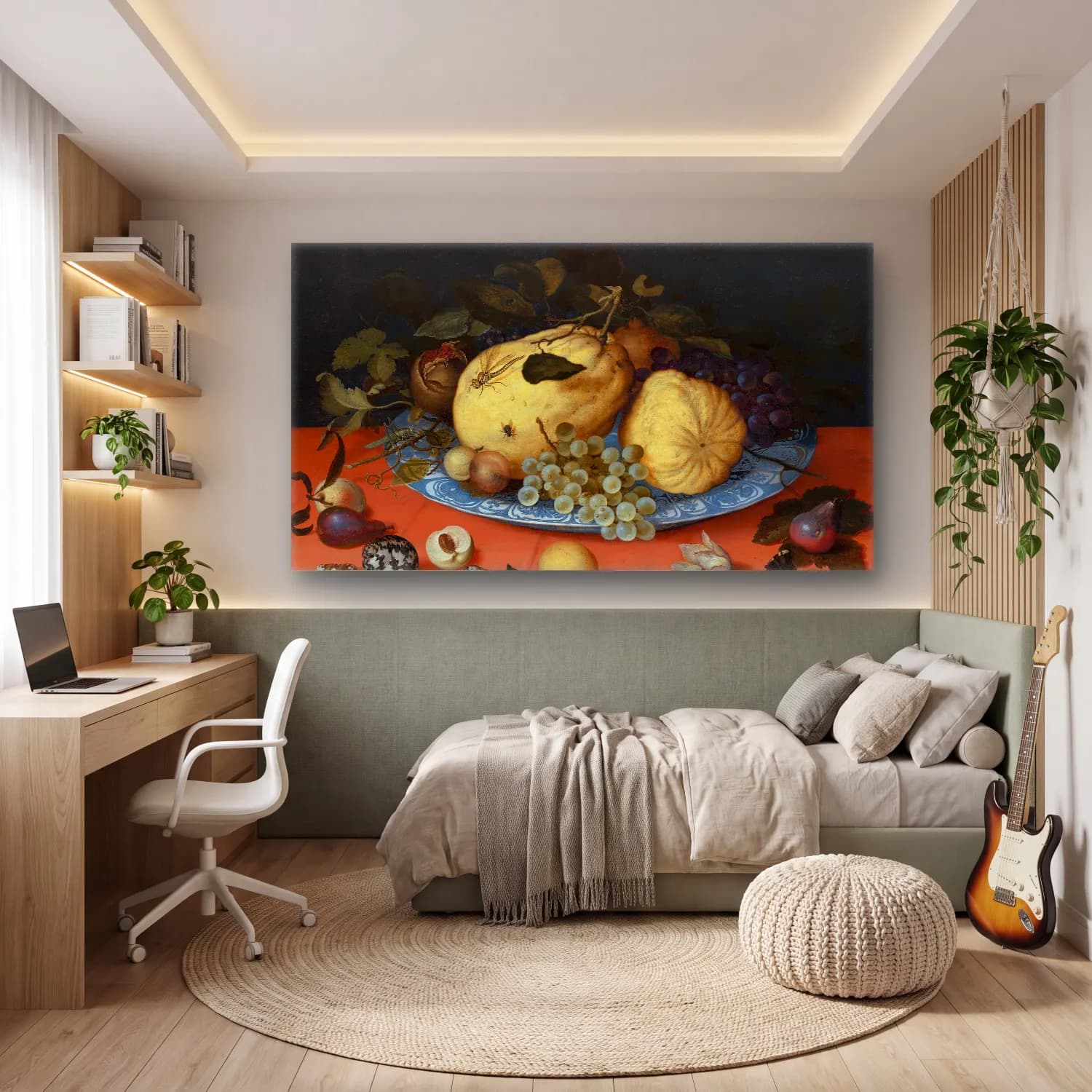 Balthasar van der Ast – Fruit Still Life with Shells and Tulip cam tablo — genç odasında