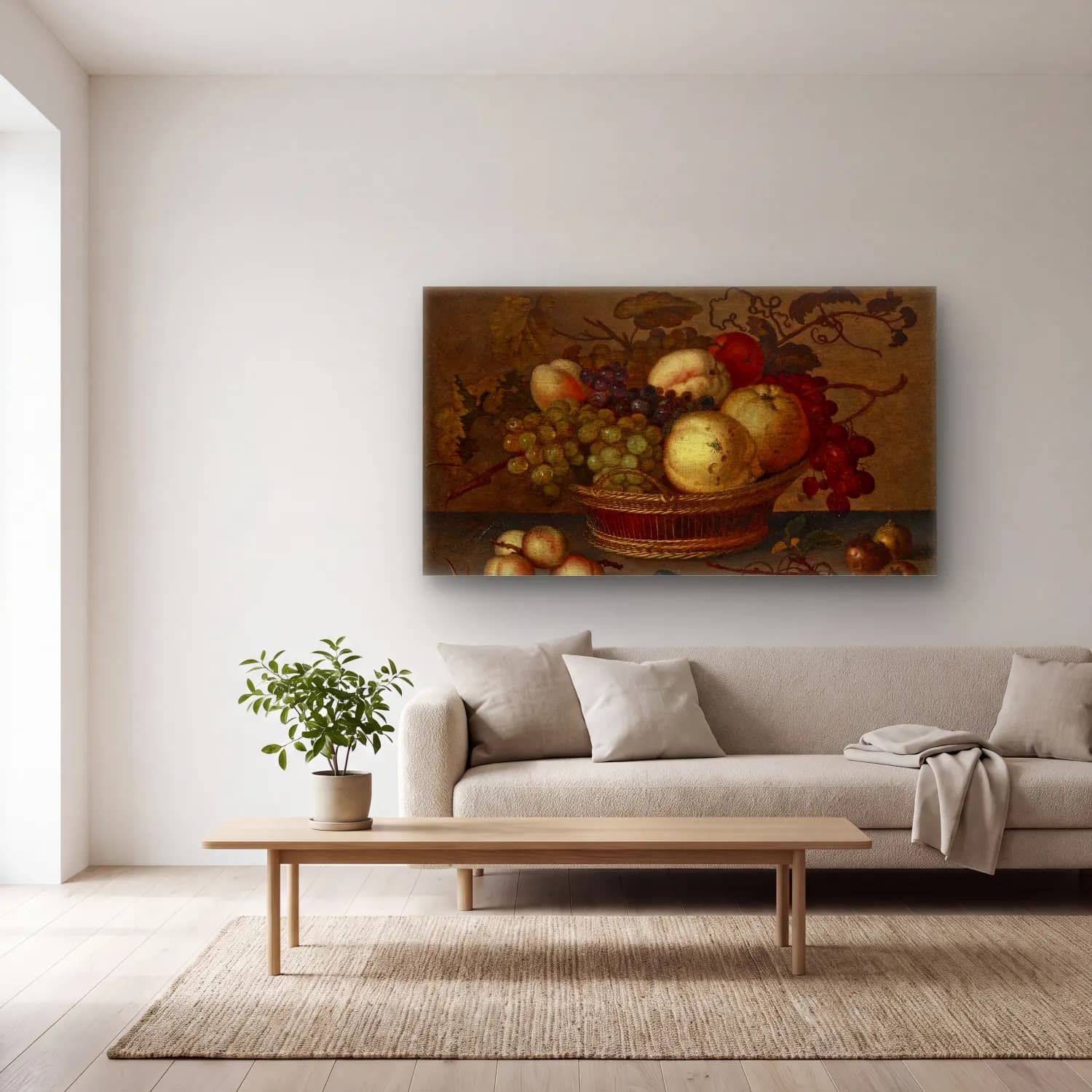 Balthasar van der Ast – Still Life of Flowers, Fruit, Shells, and Insects (About… cam tablo — açık renk salonda