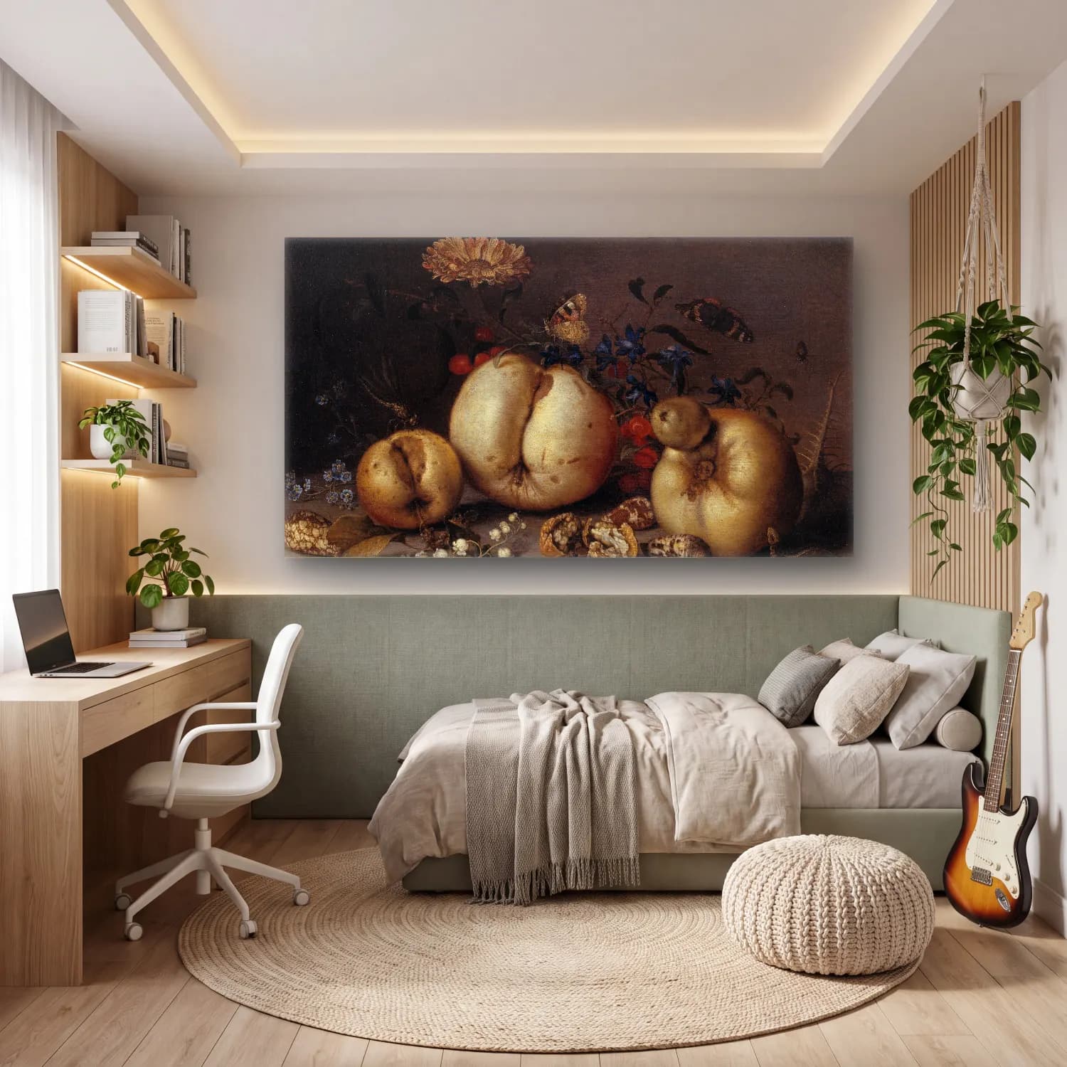 Balthasar van der Ast – Still Life with Fruit and Shells cam tablo — genç odasında