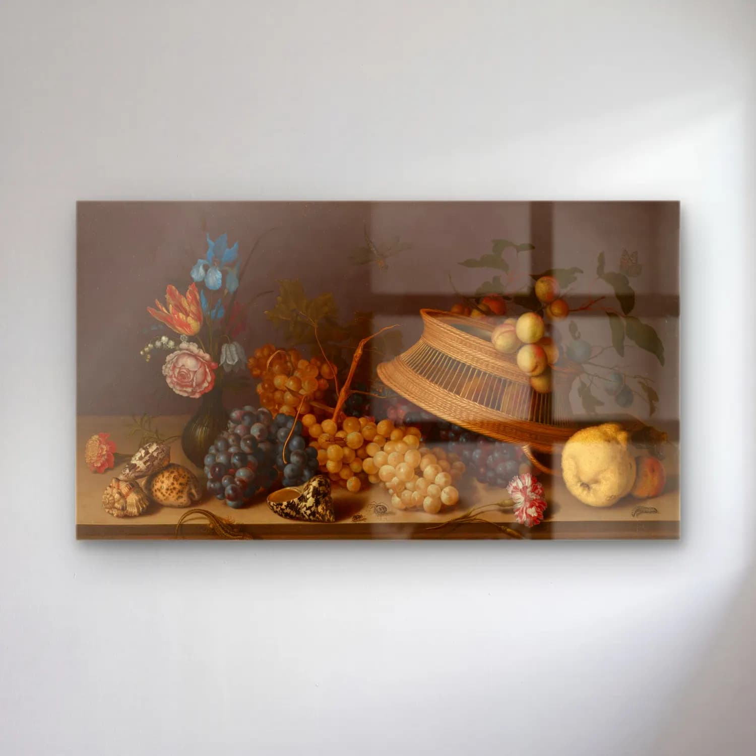 Balthasar van der Ast – Tulips, carnations, roses and other flowers in a roemer… cam tablo — Balthasar van der Ast – Tulips, carnations, roses and other flowers in a roemer… — yağlı boya meyveli natürmort