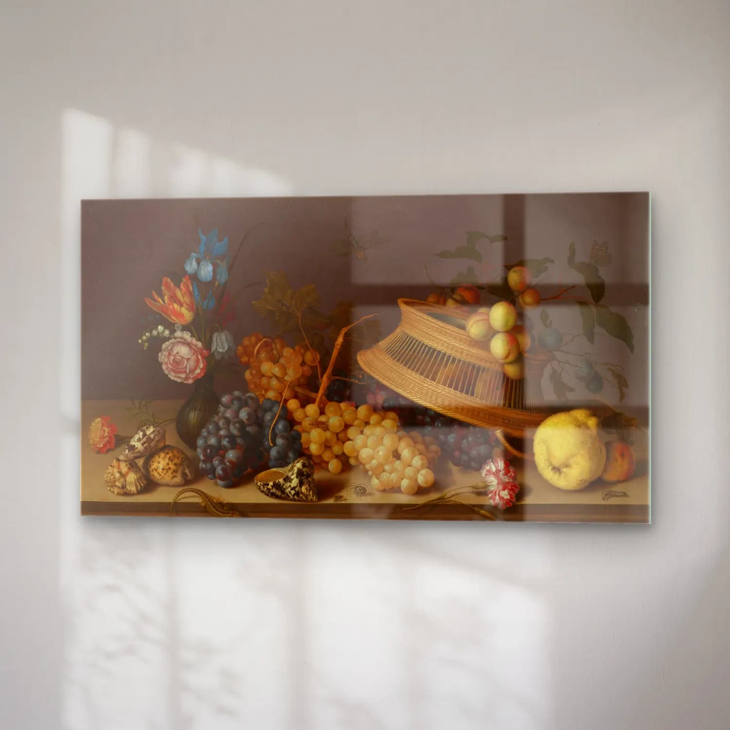 Balthasar van der Ast – Tulips, carnations, roses and other flowers in a roemer… cam tablo — sağ açıdan görünüm