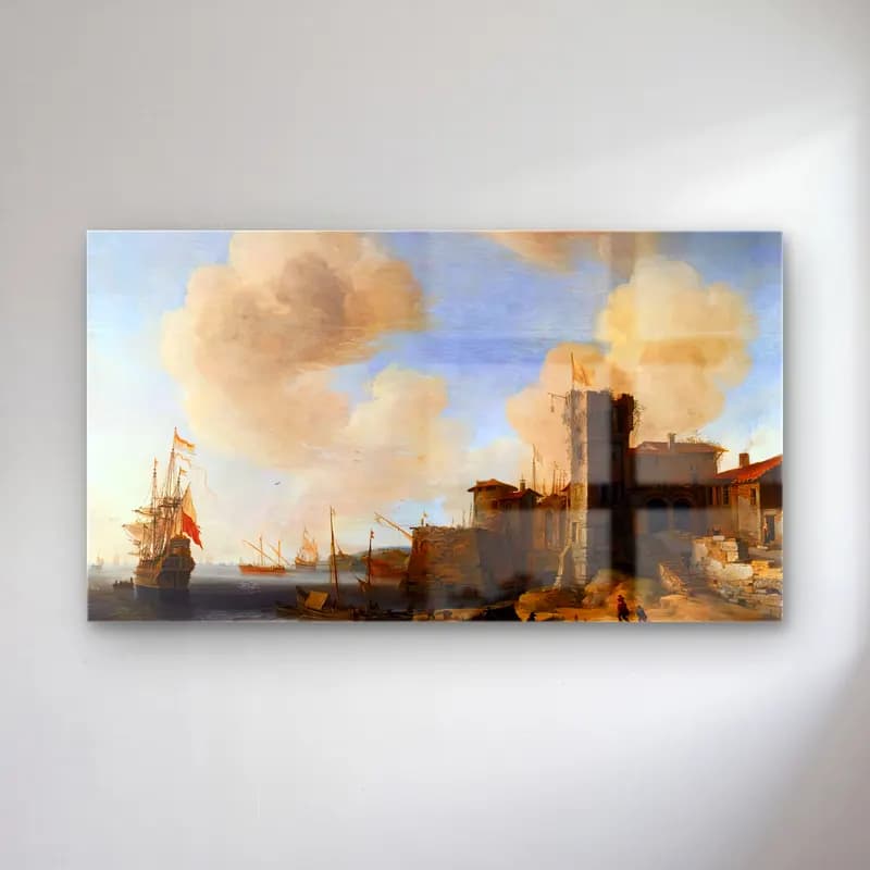 Jan Abrahamsz. Beerstraten – Mediterranean Harbour, with the Dutch Vessel Profeet Elias… cam tablo — Jan Abrahamsz. Beerstraten – Mediterranean Harbour, with the Dutch Vessel Profeet Elias… — yağlı boya liman ve tekneler