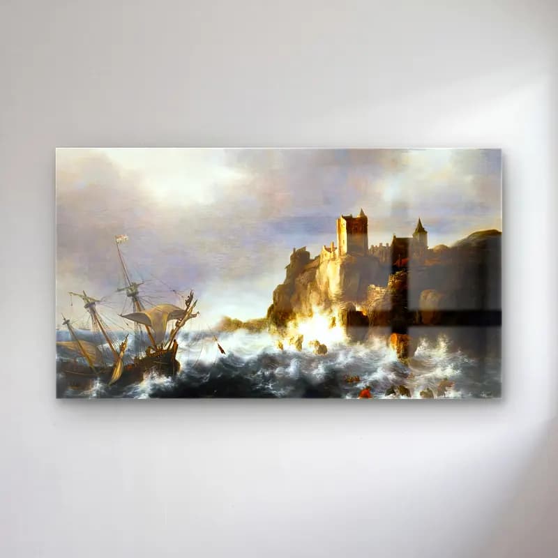 Jan Abrahamsz. Beerstraten – Shipwreck in Stormy Seas, near a Rocky Coast cam tablo — Jan Abrahamsz. Beerstraten – Shipwreck in Stormy Seas, near a Rocky Coast — yağlı boya fırtınalı denizde gemi
