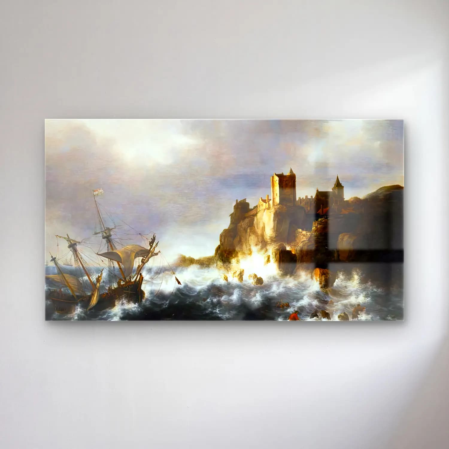 Jan Abrahamsz. Beerstraten – Shipwreck in Stormy Seas, near a Rocky Coast cam tablo — Jan Abrahamsz. Beerstraten – Shipwreck in Stormy Seas, near a Rocky Coast — yağlı boya fırtınalı denizde gemi