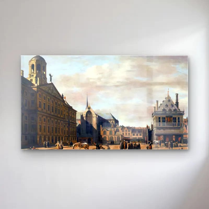 Gerrit Adriaensz. Berckheyde – Amsterdam, Dam Square Looking North cam tablo — Gerrit Adriaensz. Berckheyde – Amsterdam, Dam Square Looking North — yağlı boya katedral