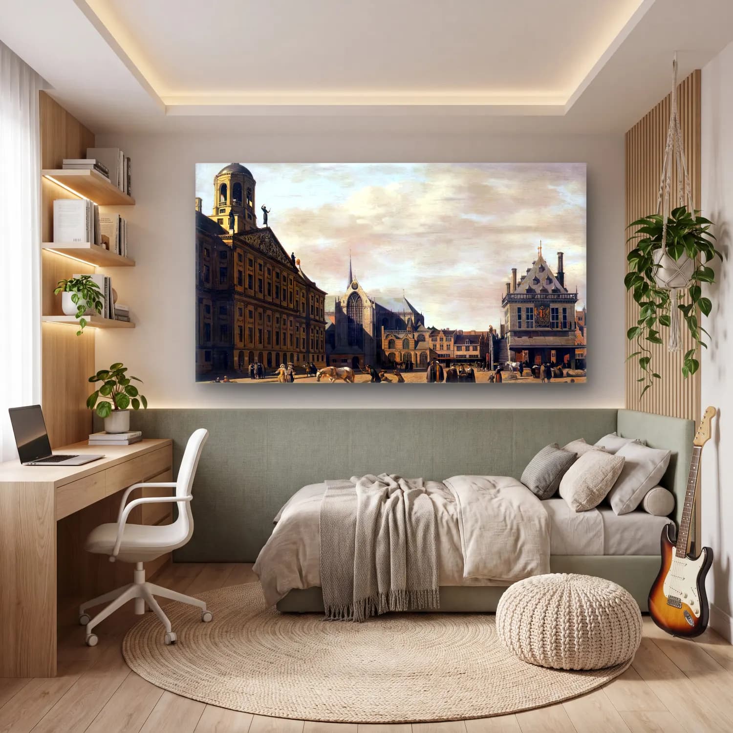 Gerrit Adriaensz. Berckheyde – Amsterdam, Dam Square Looking North cam tablo — genç odasında