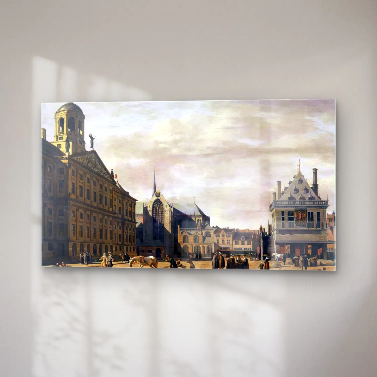 Gerrit Adriaensz. Berckheyde – Amsterdam, Dam Square Looking North cam tablo — sağ açıdan görünüm