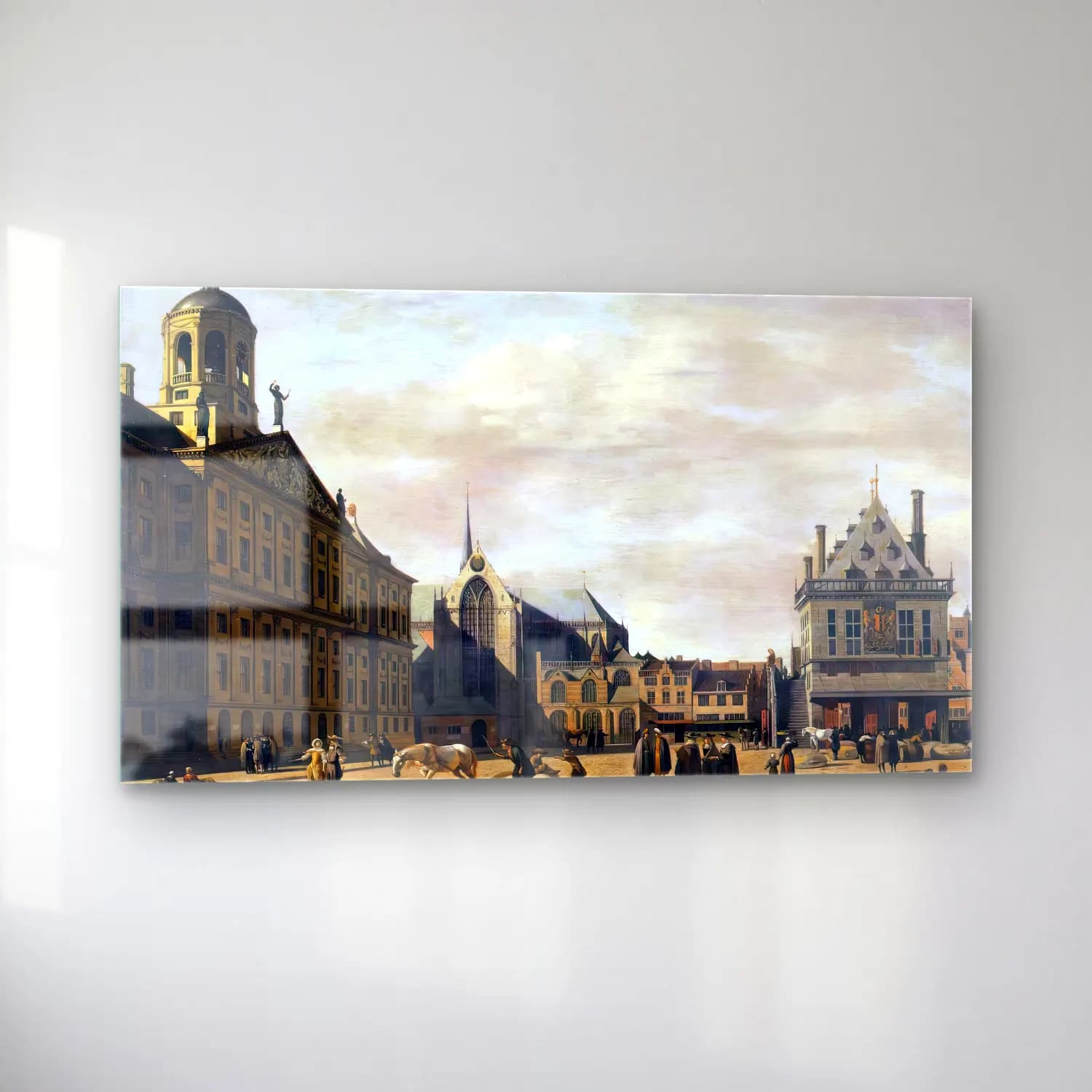 Gerrit Adriaensz. Berckheyde – Amsterdam, Dam Square Looking North cam tablo — sol açıdan görünüm