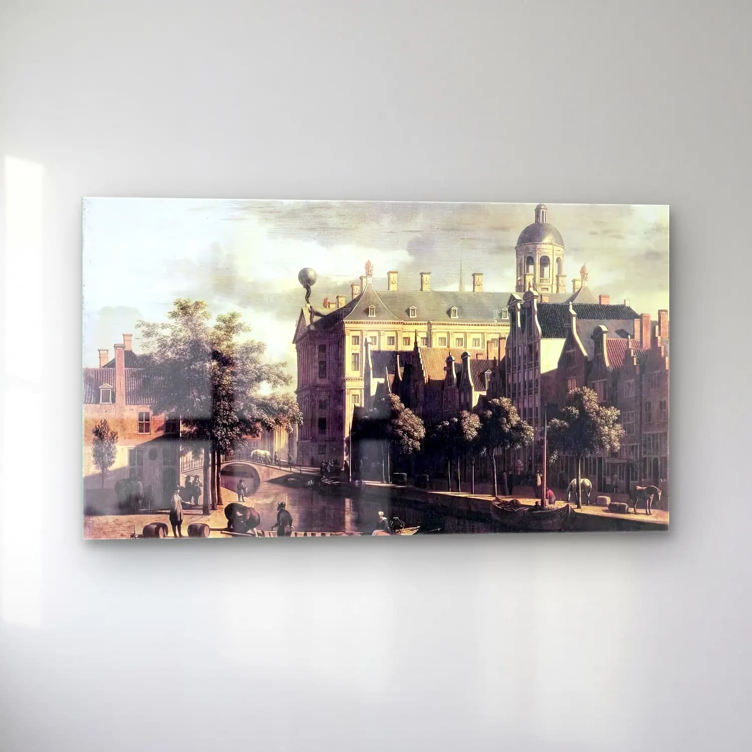 Gerrit Adriaensz. Berckheyde – Amsterdam, the Nieuwezijds near the Bloemmarkt cam tablo — sol açıdan görünüm