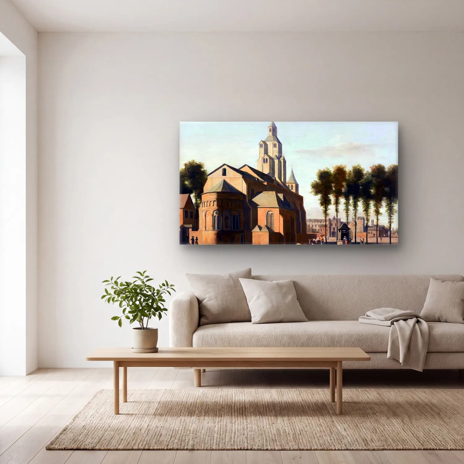 Gerrit Adriaensz. Berckheyde – Church of St Cecilia, Cologne cam tablo — açık renk salonda