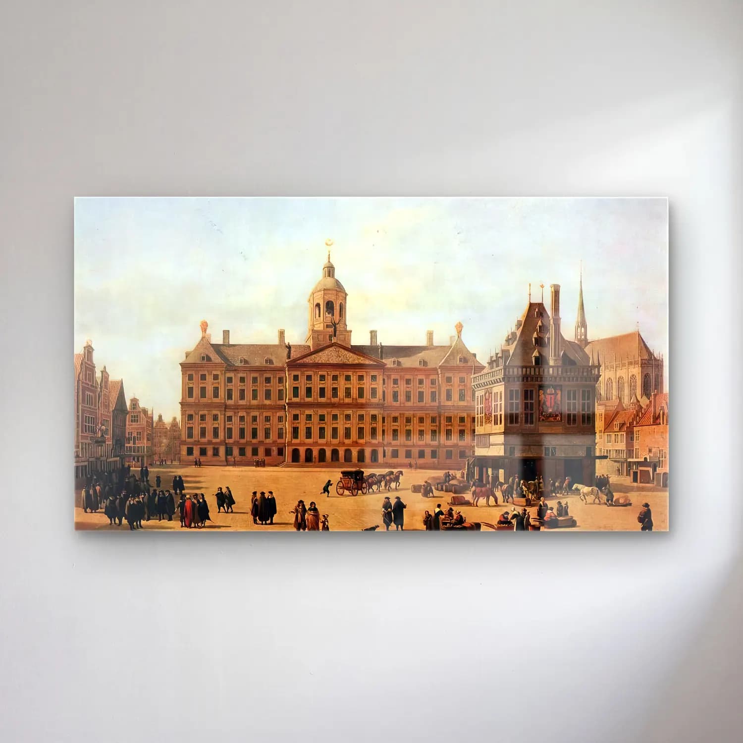 Gerrit Adriaensz. Berckheyde – Dam Square, Amsterdam cam tablo — Gerrit Adriaensz. Berckheyde – Dam Square, Amsterdam — yağlı boya çiçek pazarı