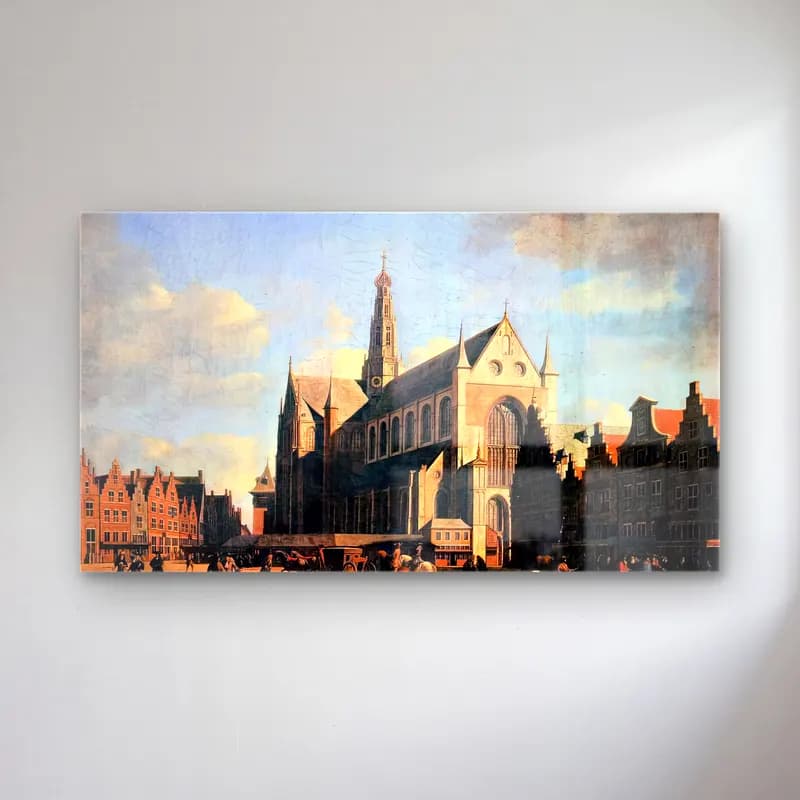 Gerrit Adriaensz. Berckheyde – The Great Market in Haarlem cam tablo — Gerrit Adriaensz. Berckheyde – The Great Market in Haarlem — yağlı boya katedral