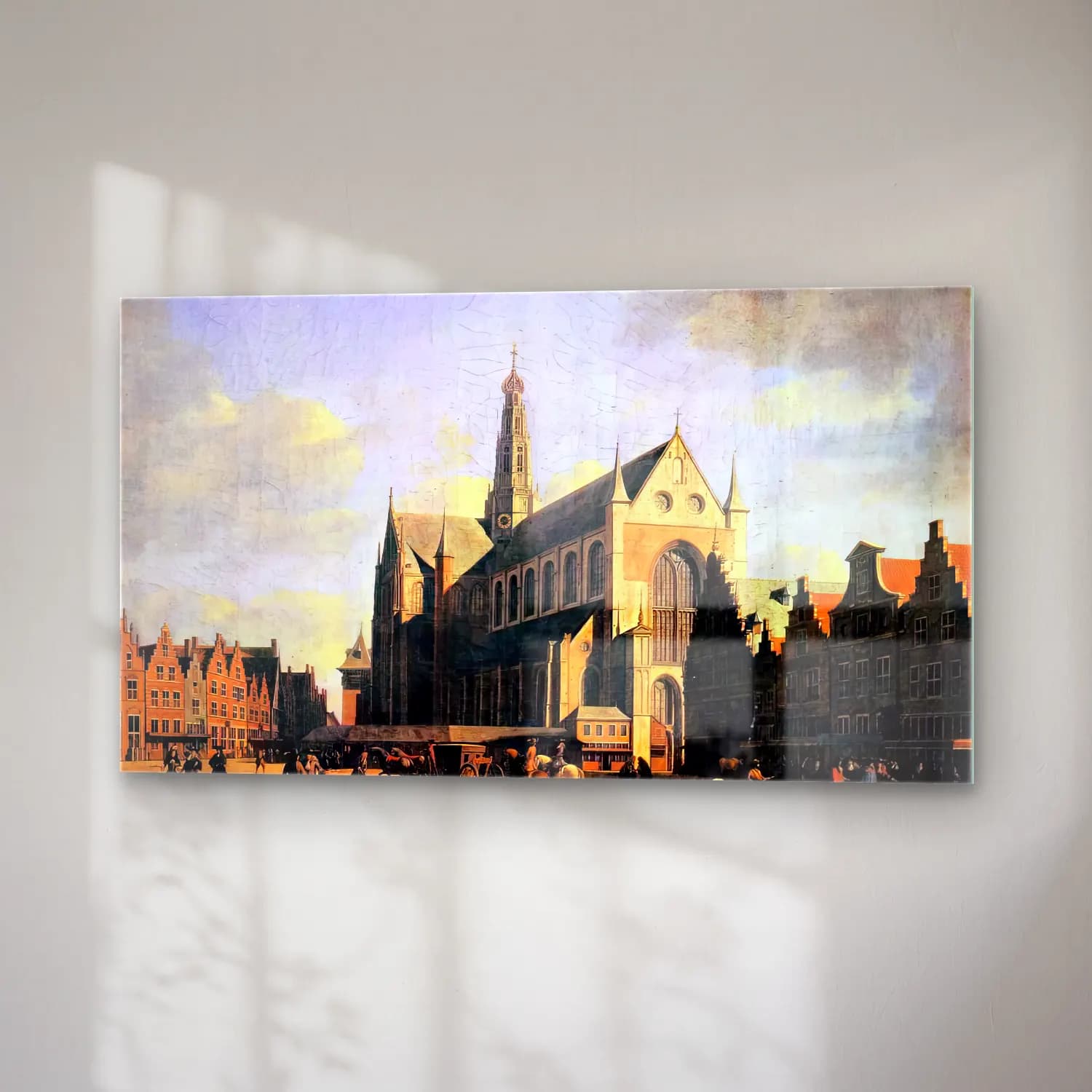 Gerrit Adriaensz. Berckheyde – The Great Market in Haarlem cam tablo — sağ açıdan görünüm