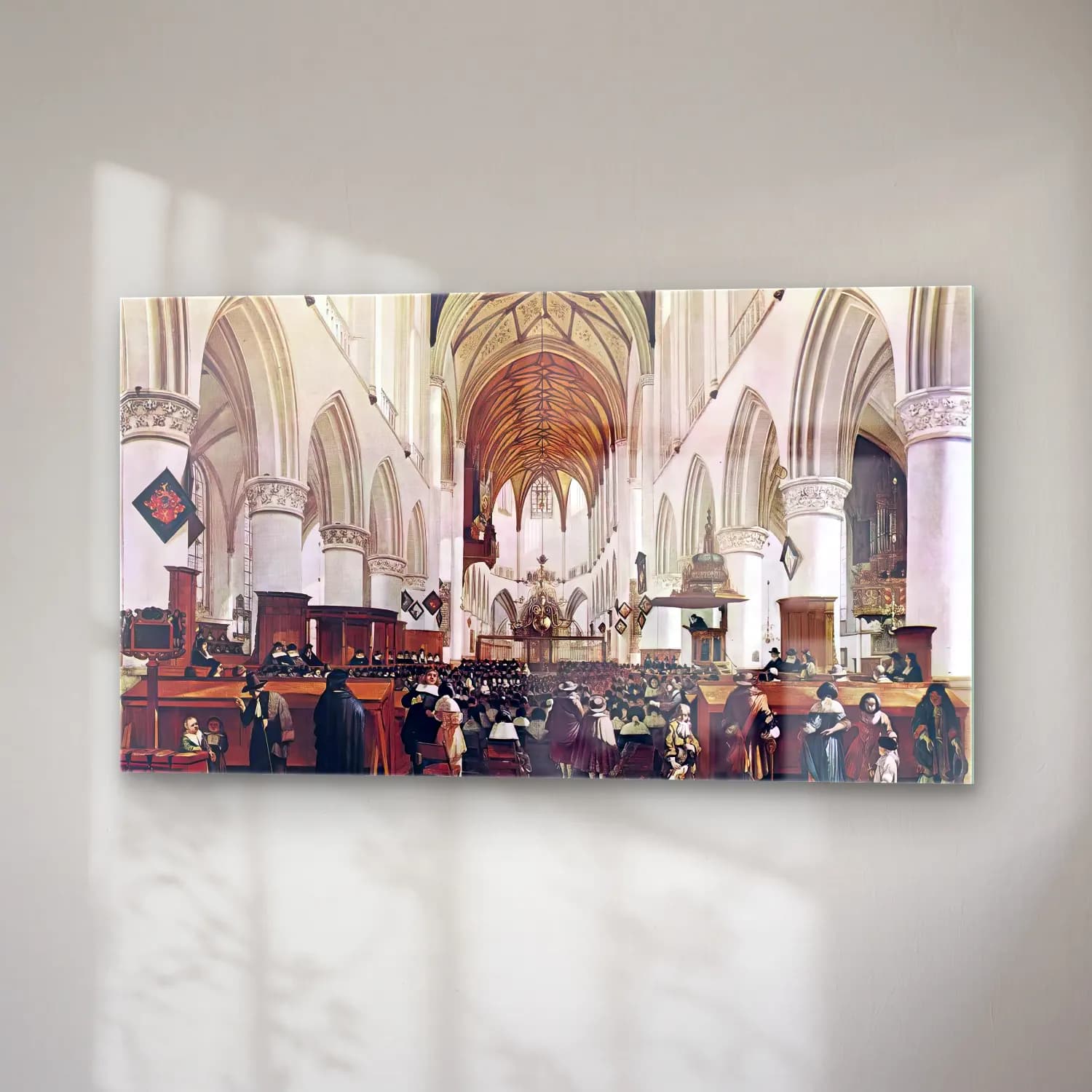 Gerrit Adriaensz. Berckheyde – The Interior of the Grote Kerk (St Bavo) at Haarlem cam tablo — sağ açıdan görünüm
