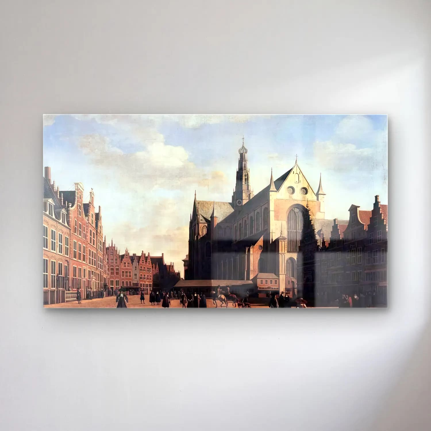 Gerrit Adriaensz. Berckheyde – The Market Square at Haarlem with the St Bavo cam tablo — Gerrit Adriaensz. Berckheyde – The Market Square at Haarlem with the St Bavo — yağlı boya katedral