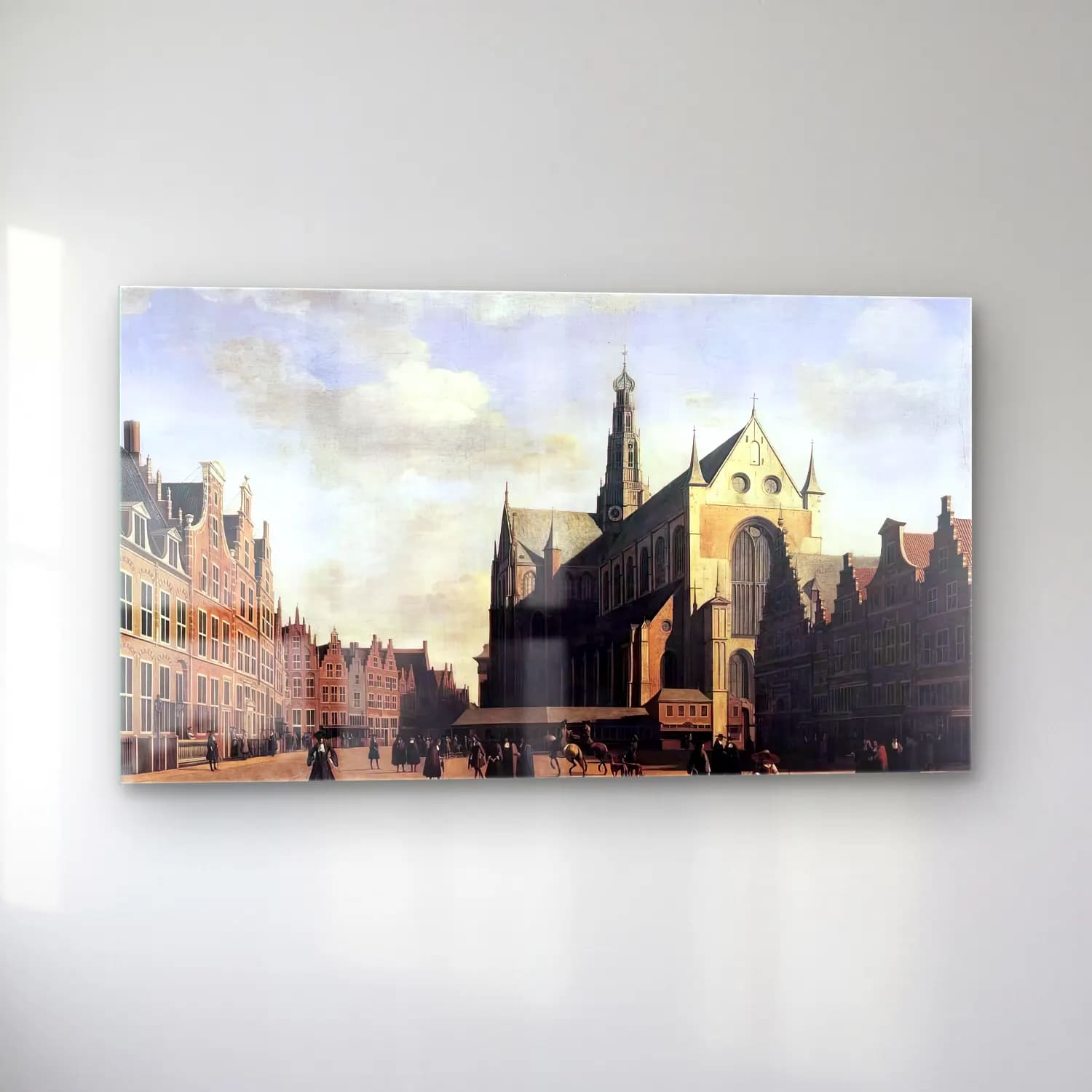 Gerrit Adriaensz. Berckheyde – The Market Square at Haarlem with the St Bavo cam tablo — sol açıdan görünüm
