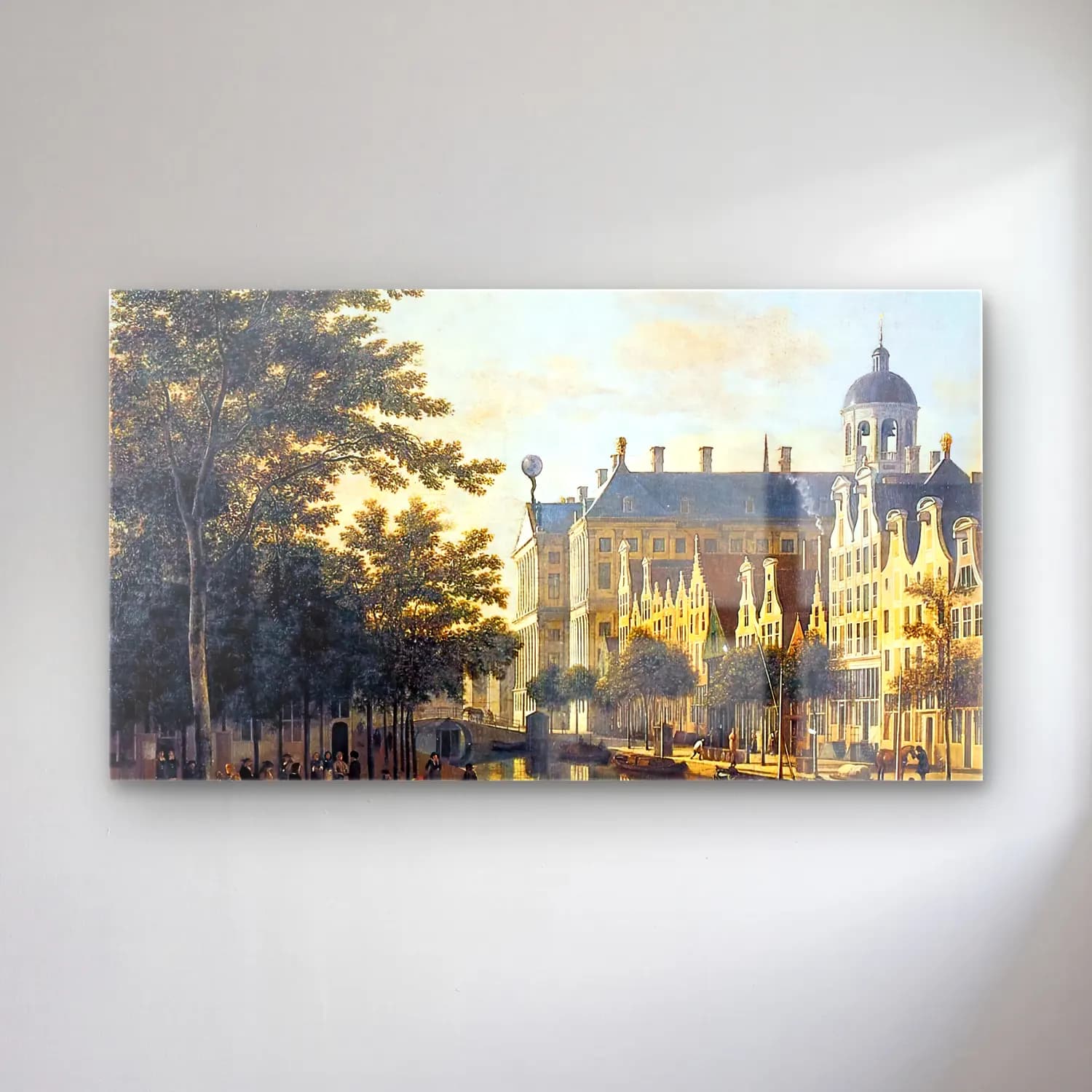 Gerrit Adriaensz. Berckheyde – The Nieuwezijds Voorburgswal, Amsterdam cam tablo — Gerrit Adriaensz. Berckheyde – The Nieuwezijds Voorburgswal, Amsterdam — vintage köy sokağı