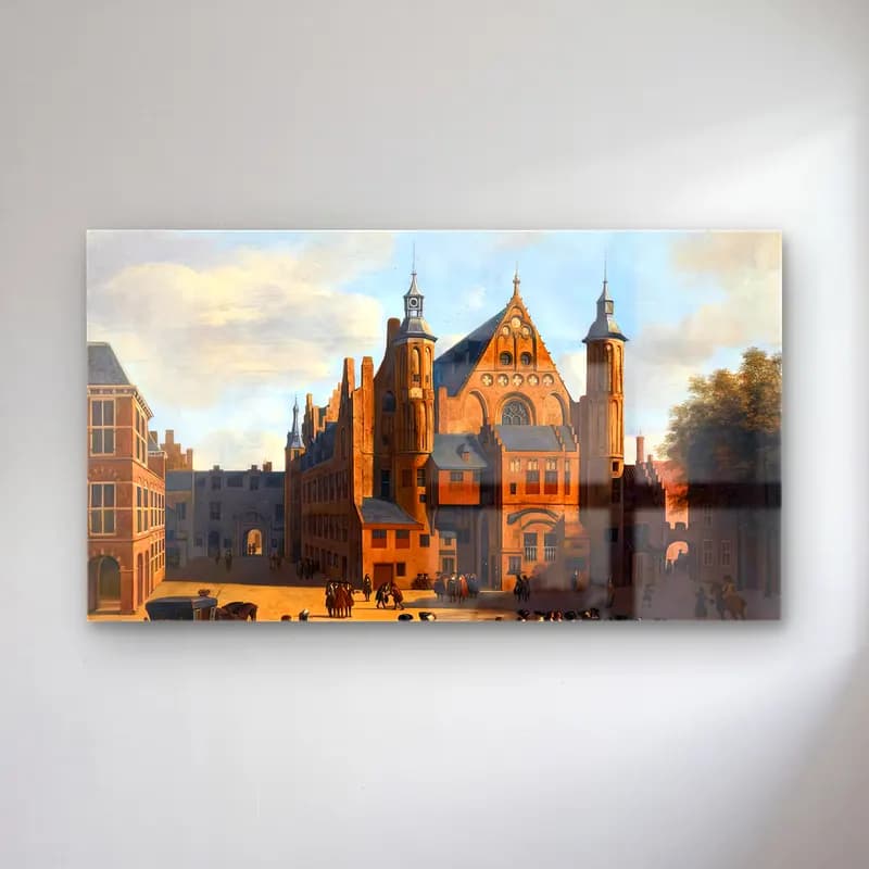 Gerrit Adriaensz. Berckheyde – View of the Binnenhof in The Hague with the Ridderzaal cam tablo — Gerrit Adriaensz. Berckheyde – View of the Binnenhof in The Hague with the Ridderzaal — yağlı boya katedral