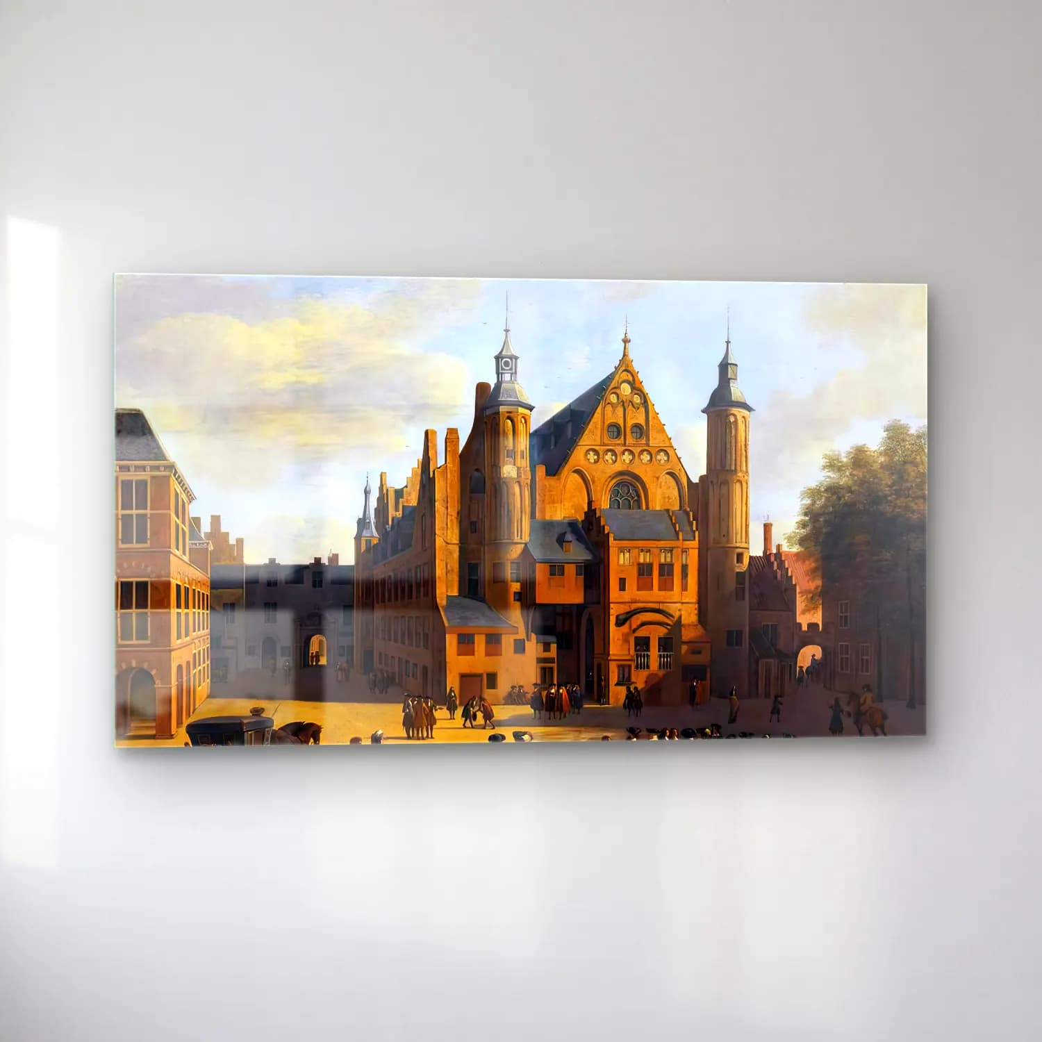 Gerrit Adriaensz. Berckheyde – View of the Binnenhof in The Hague with the Ridderzaal cam tablo — sol açıdan görünüm