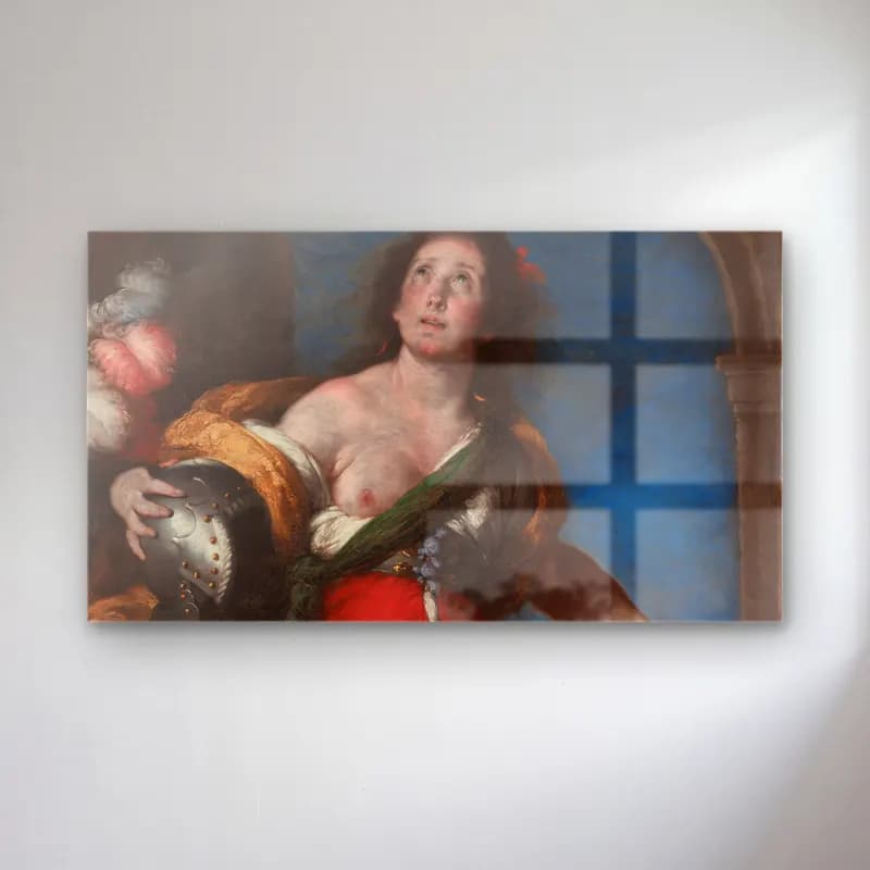 Bernardo Strozzi – Allegorical Figure cam tablo — Bernardo Strozzi – Allegorical Figure — yağlı boya kadın portresi