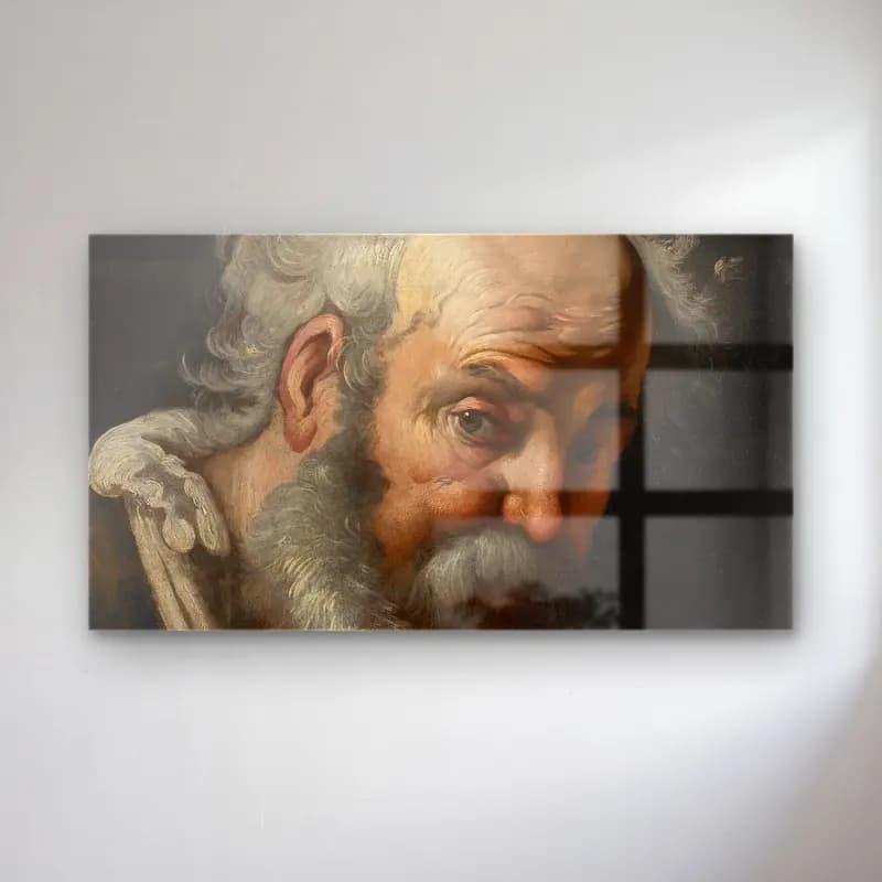 Bernardo Strozzi – Head Of A Bearded Man cam tablo — Bernardo Strozzi – Head Of A Bearded Man — yağlı boya erkek portresi