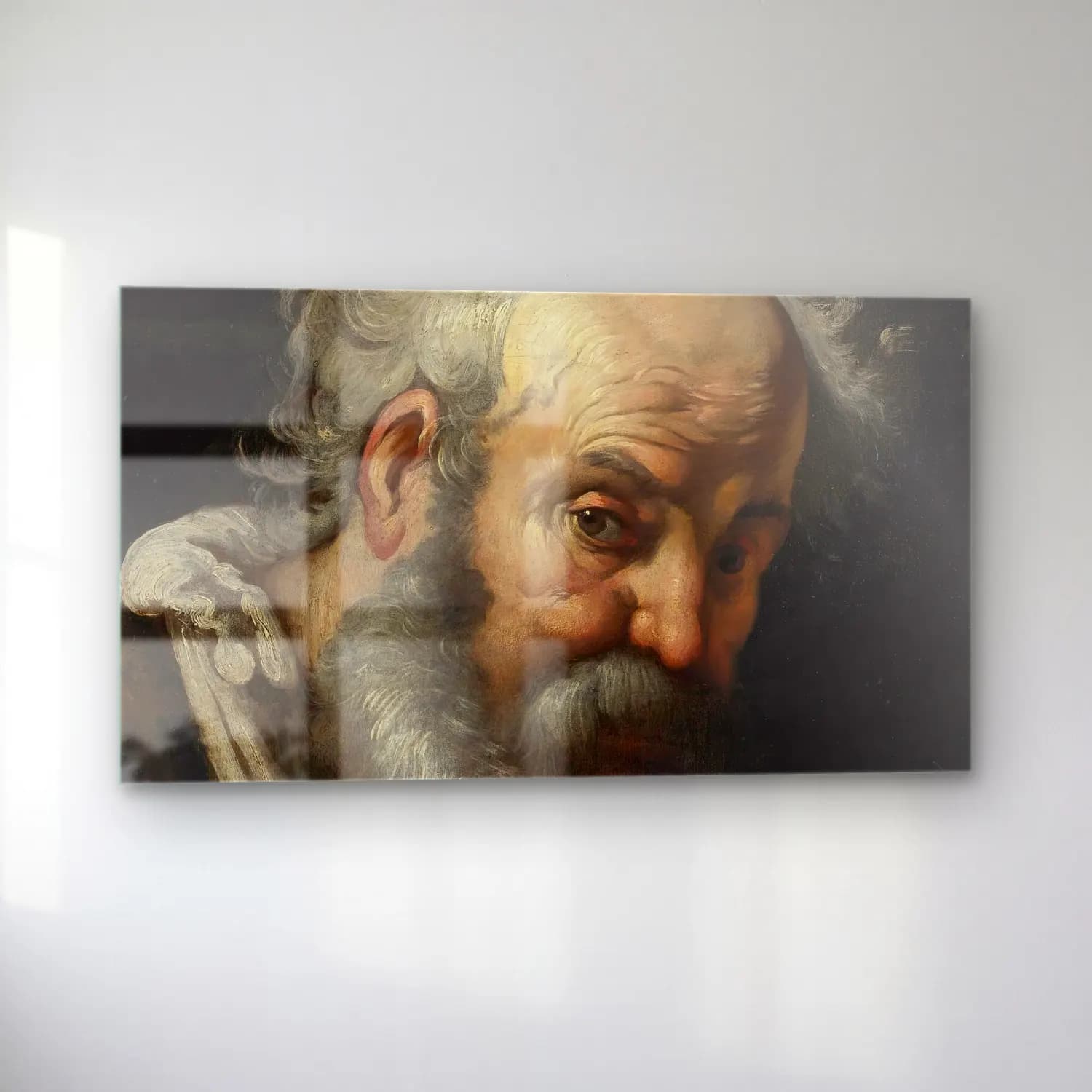 Bernardo Strozzi – Head Of A Bearded Man cam tablo — sol açıdan görünüm
