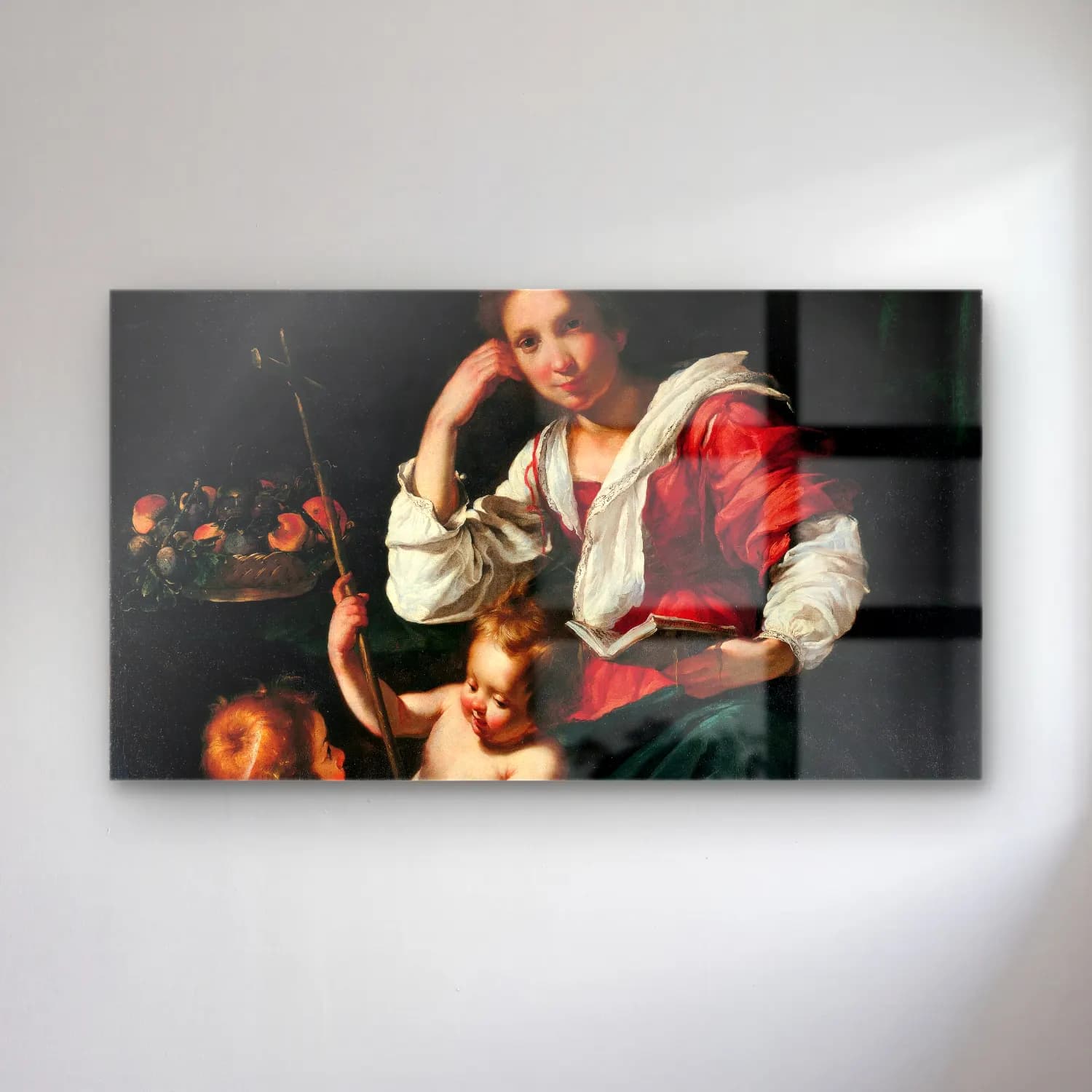 Bernardo Strozzi – Madonna And Child With Infant Saint John cam tablo — Bernardo Strozzi – Madonna And Child With Infant Saint John — yağlı boya anne ve çocuk