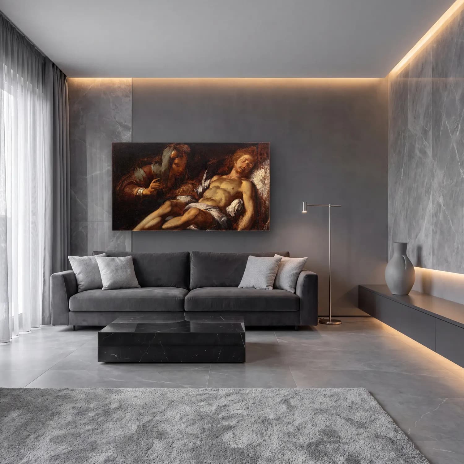Bernardo Strozzi – Pietá cam tablo — lüks salon duvarında