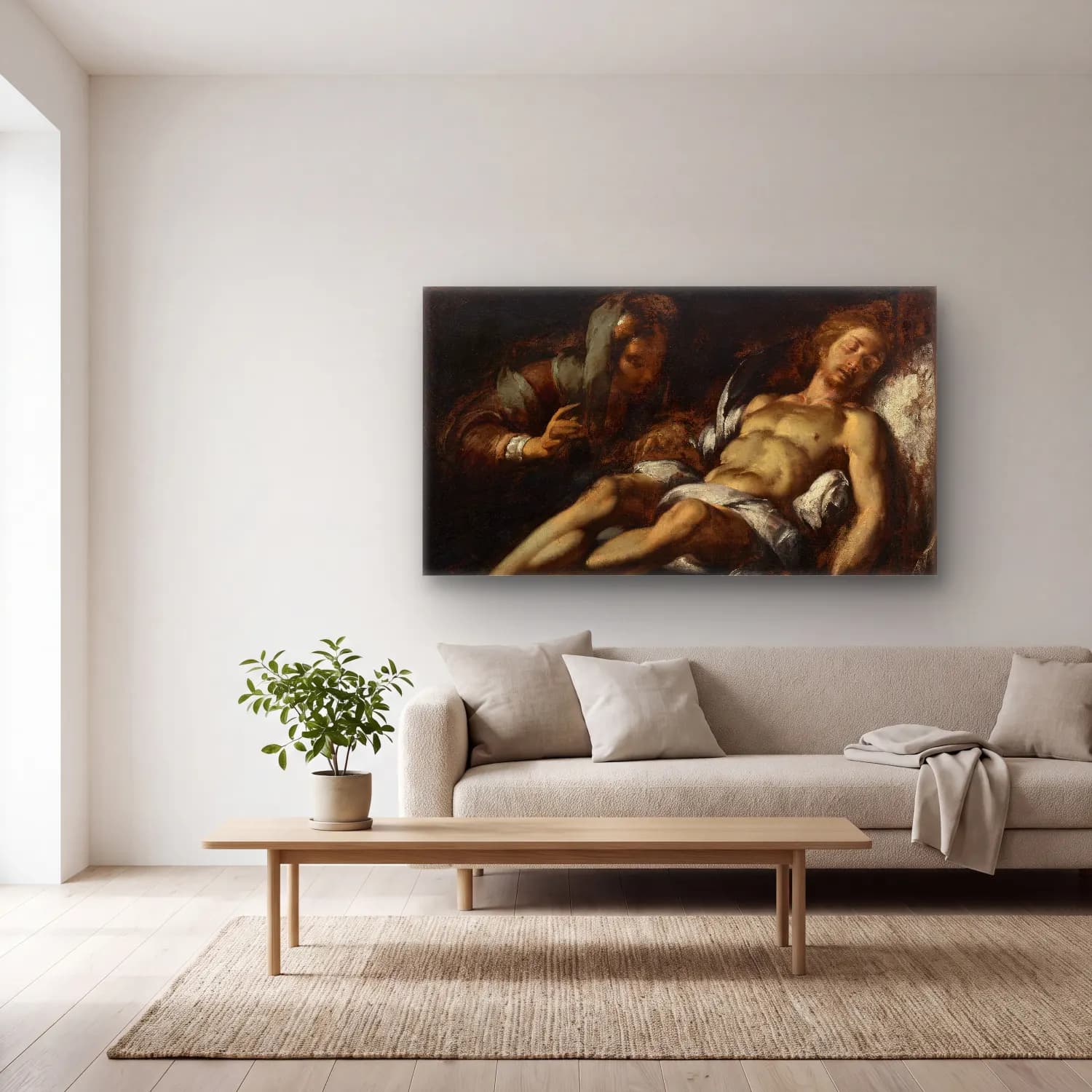 Bernardo Strozzi – Pietá cam tablo — açık renk salonda