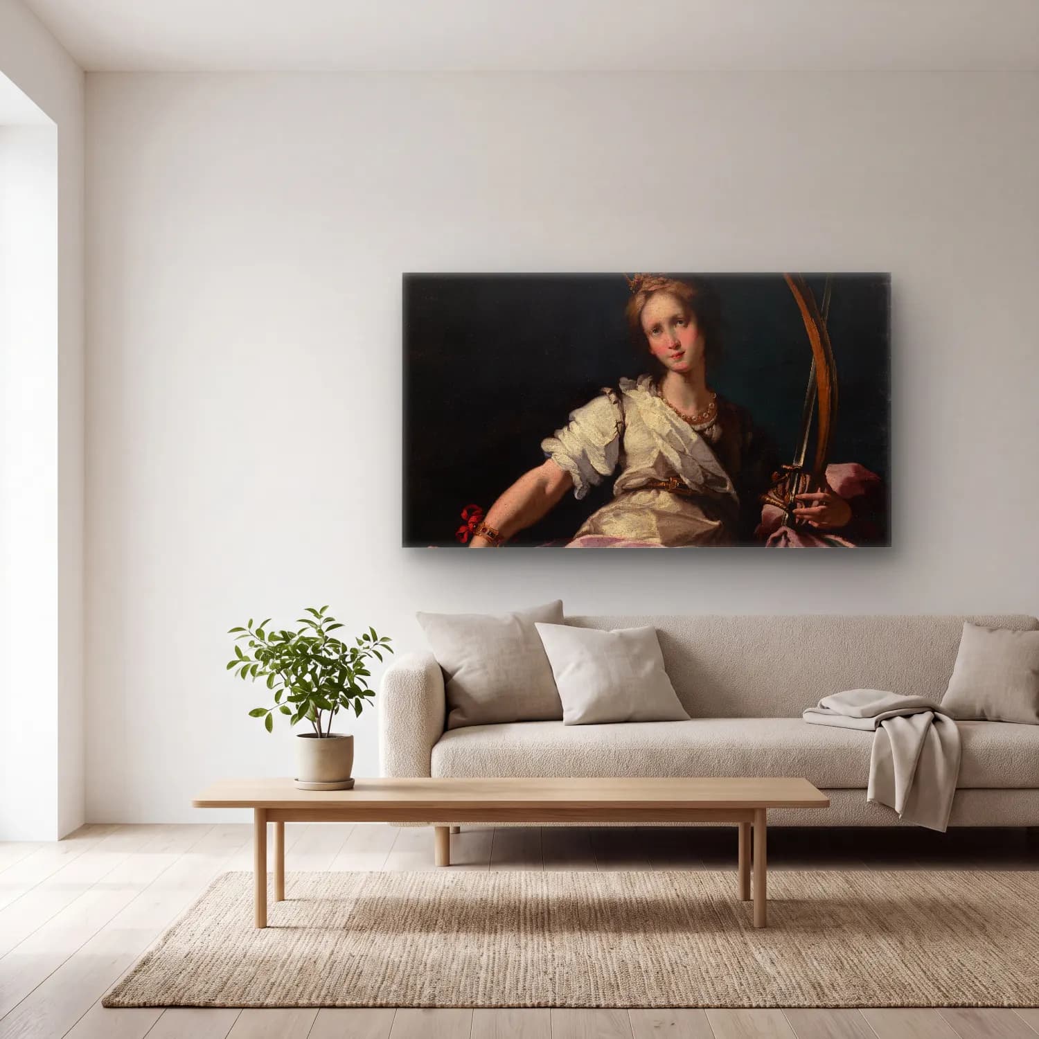Bernardo Strozzi – Saint Catherine of Alexandria (circa 1615) cam tablo — açık renk salonda