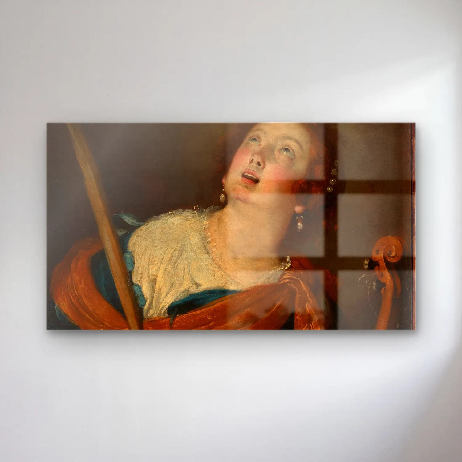 Bernardo Strozzi – Saint Cecilia cam tablo — Bernardo Strozzi – Saint Cecilia — yağlı boya kadın portresi