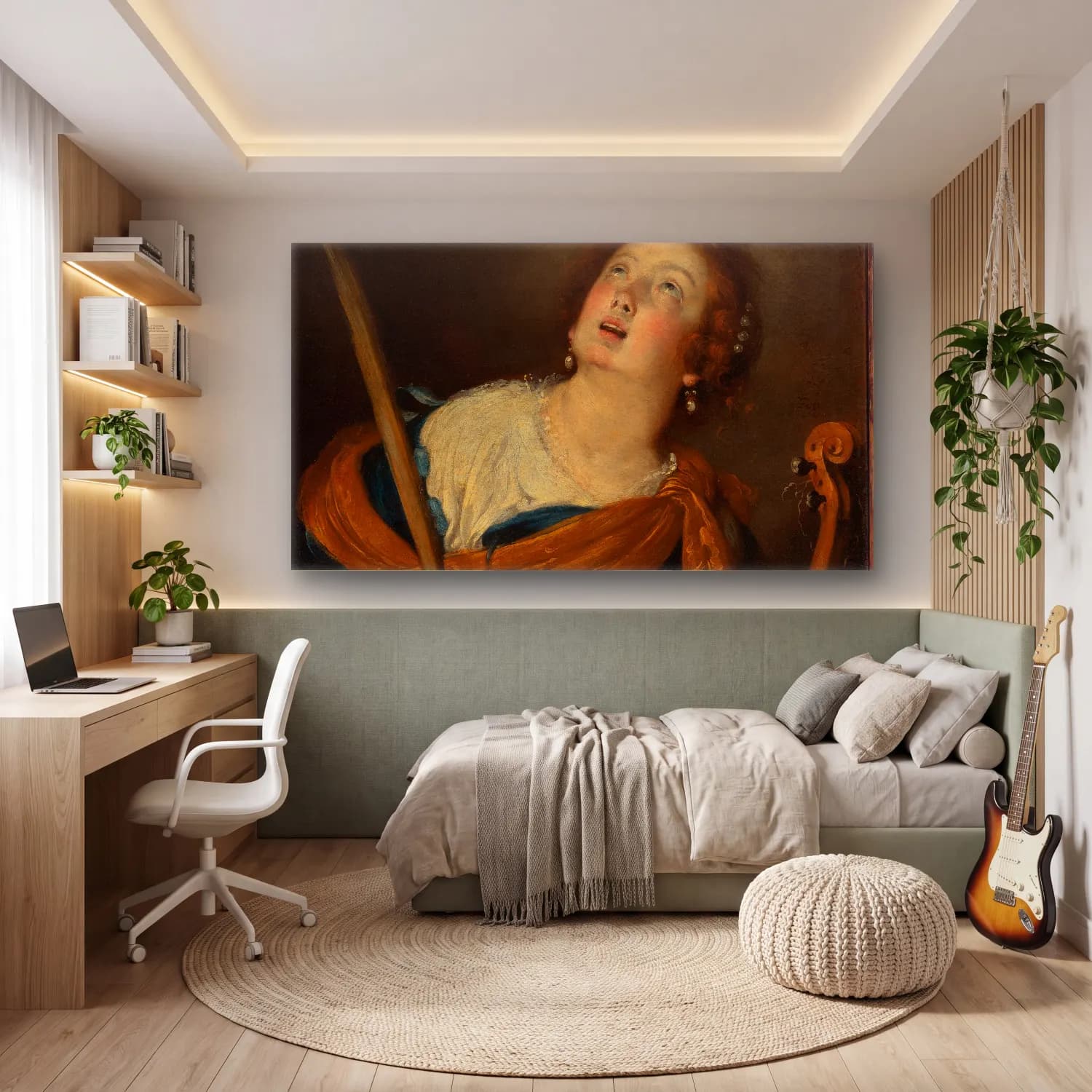 Bernardo Strozzi – Saint Cecilia cam tablo — genç odasında