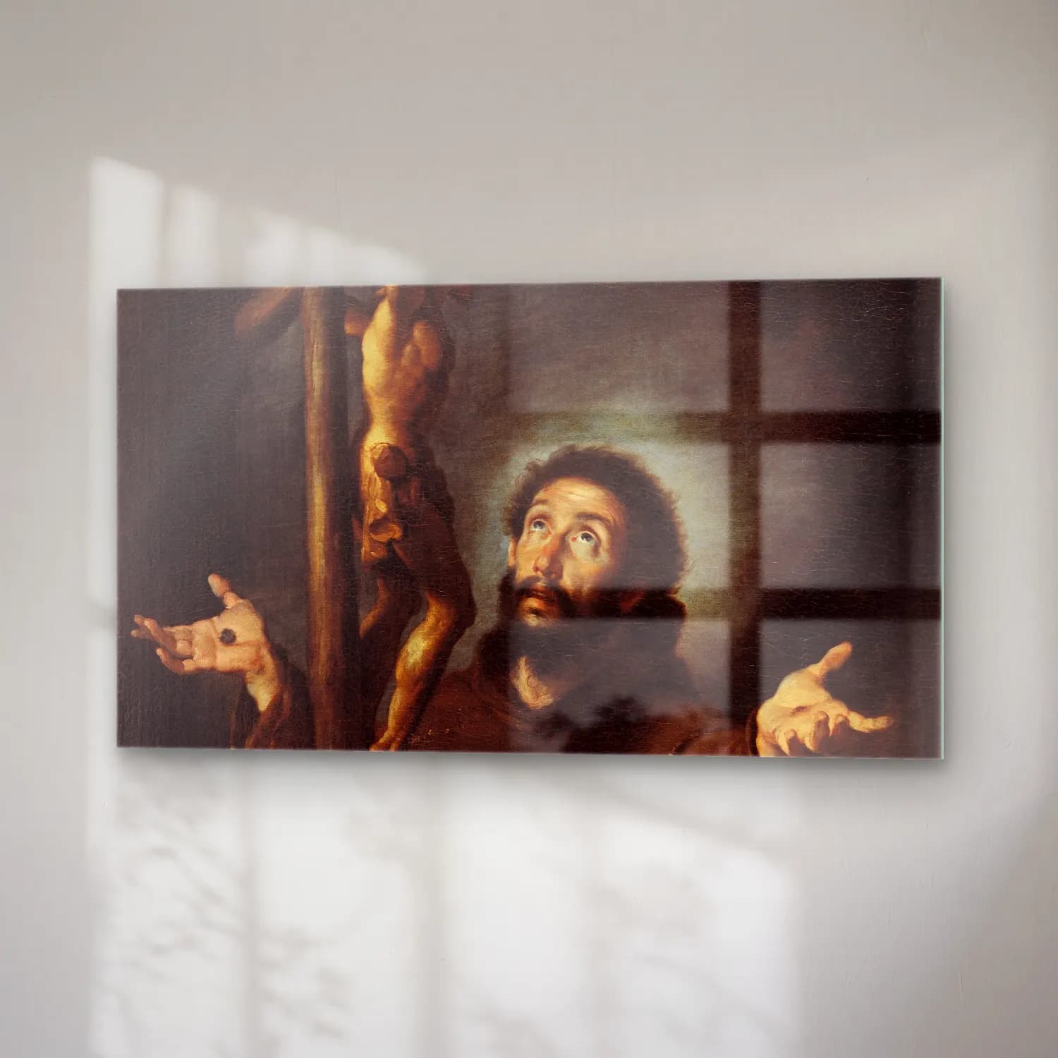 Bernardo Strozzi – St Francis Of Assisi Adoring The Crucifix (circa 1615) cam tablo — sağ açıdan görünüm