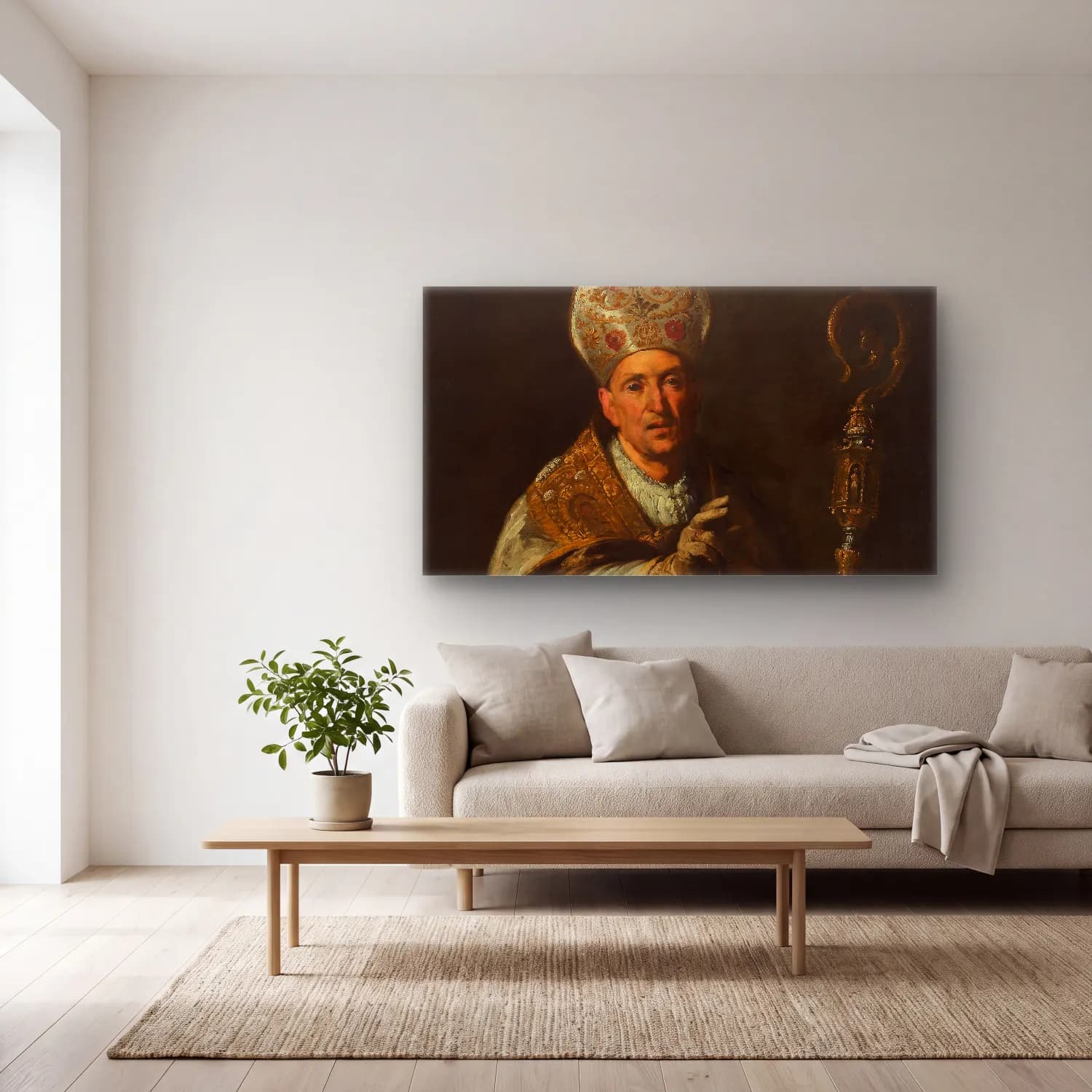 Bernardo Strozzi – St. Gerardo Sagredo, Bishop of Csanád cam tablo — açık renk salonda