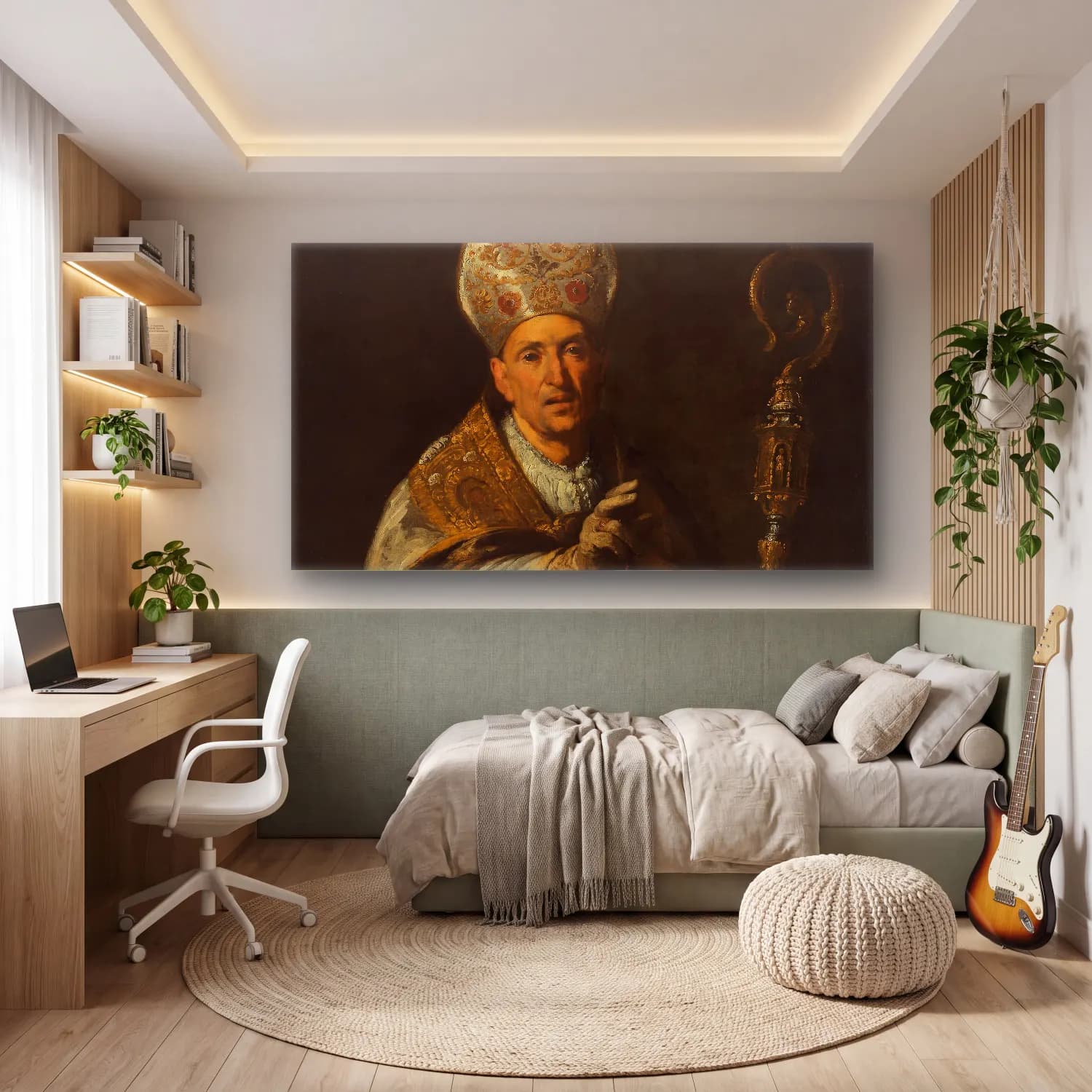 Bernardo Strozzi – St. Gerardo Sagredo, Bishop of Csanád cam tablo — genç odasında