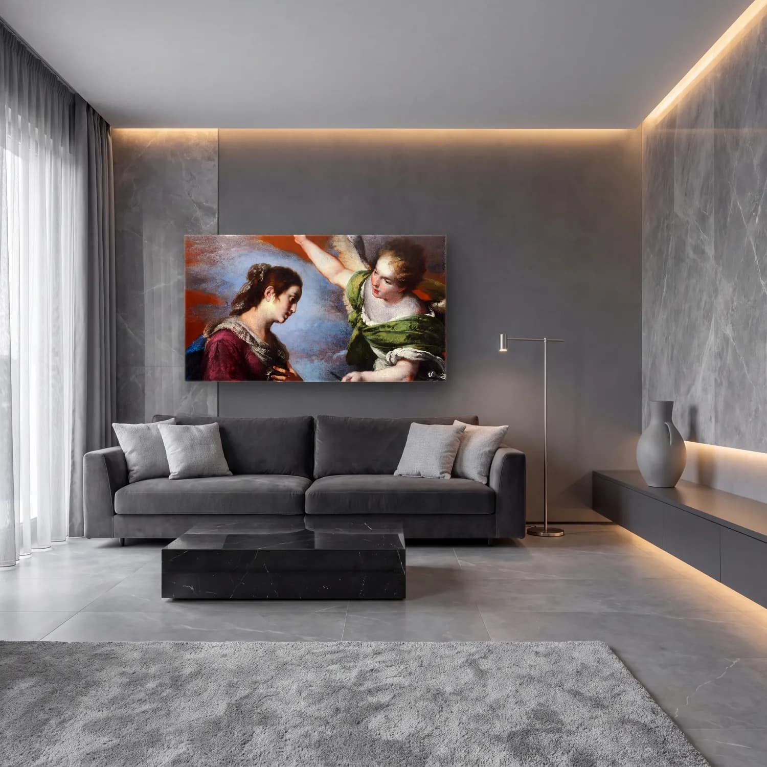 Bernardo Strozzi – The Annunciation cam tablo — lüks salon duvarında