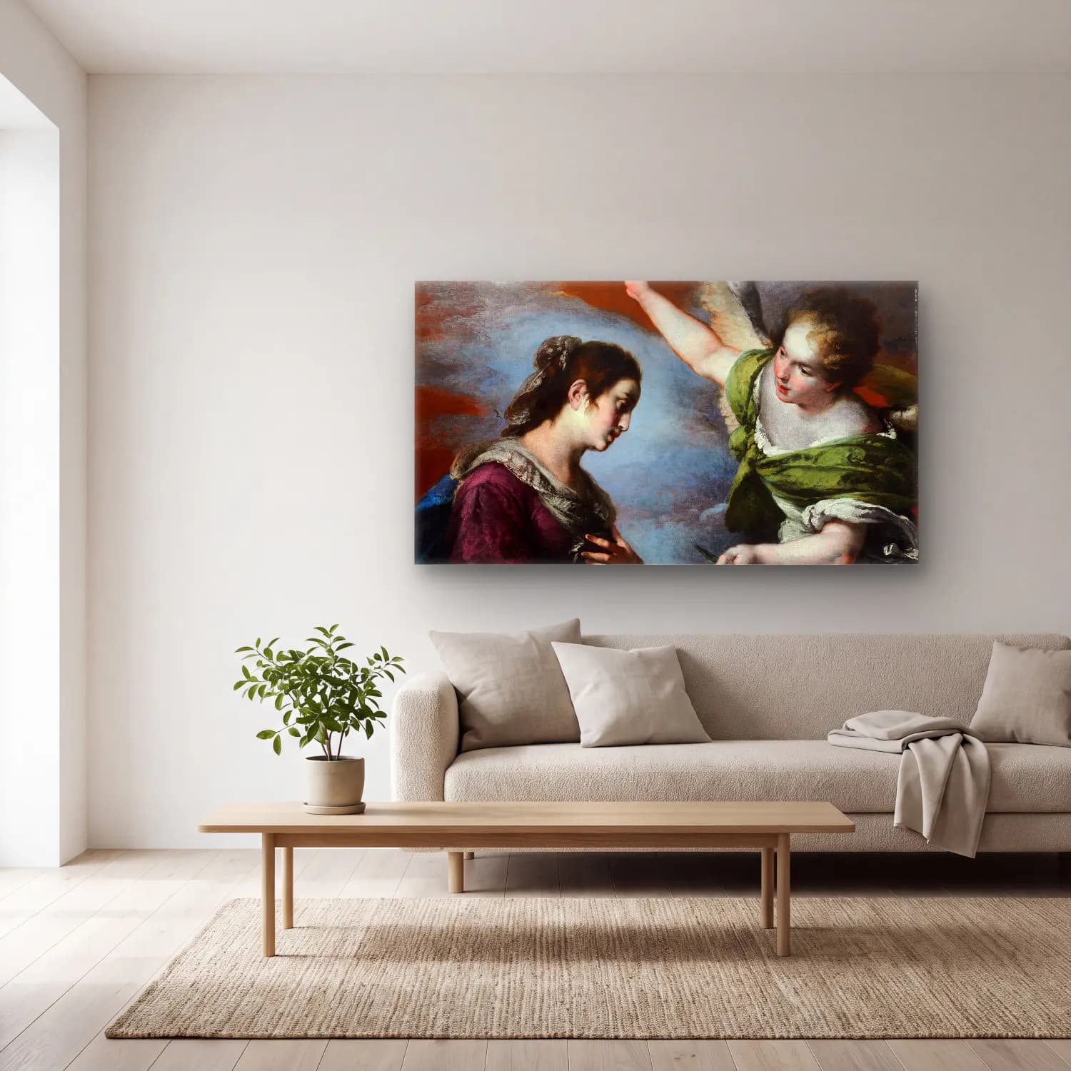 Bernardo Strozzi – The Annunciation cam tablo — açık renk salonda