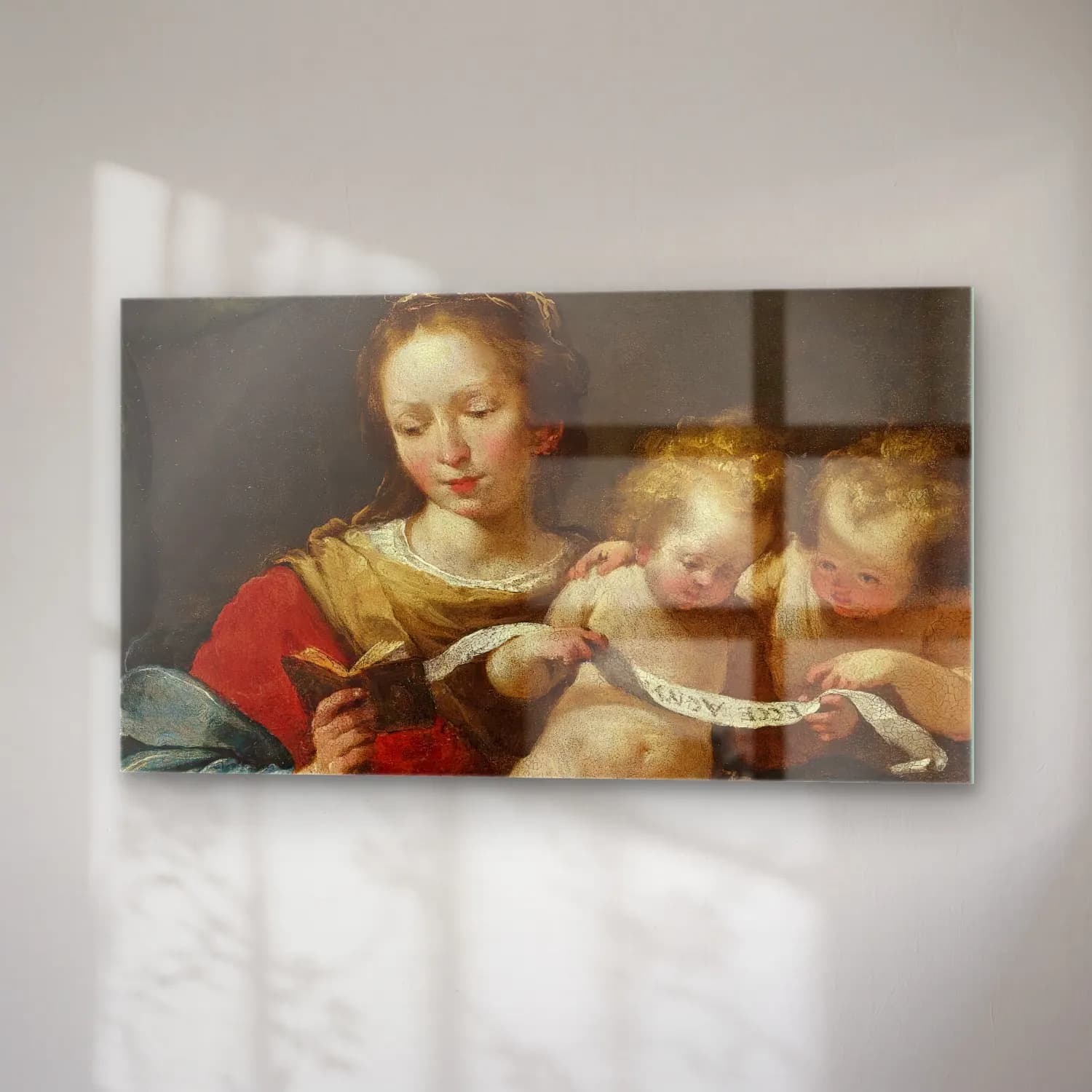 Bernardo Strozzi – The Madonna Reading, With The Christ Child And Infant Saint… cam tablo — sağ açıdan görünüm